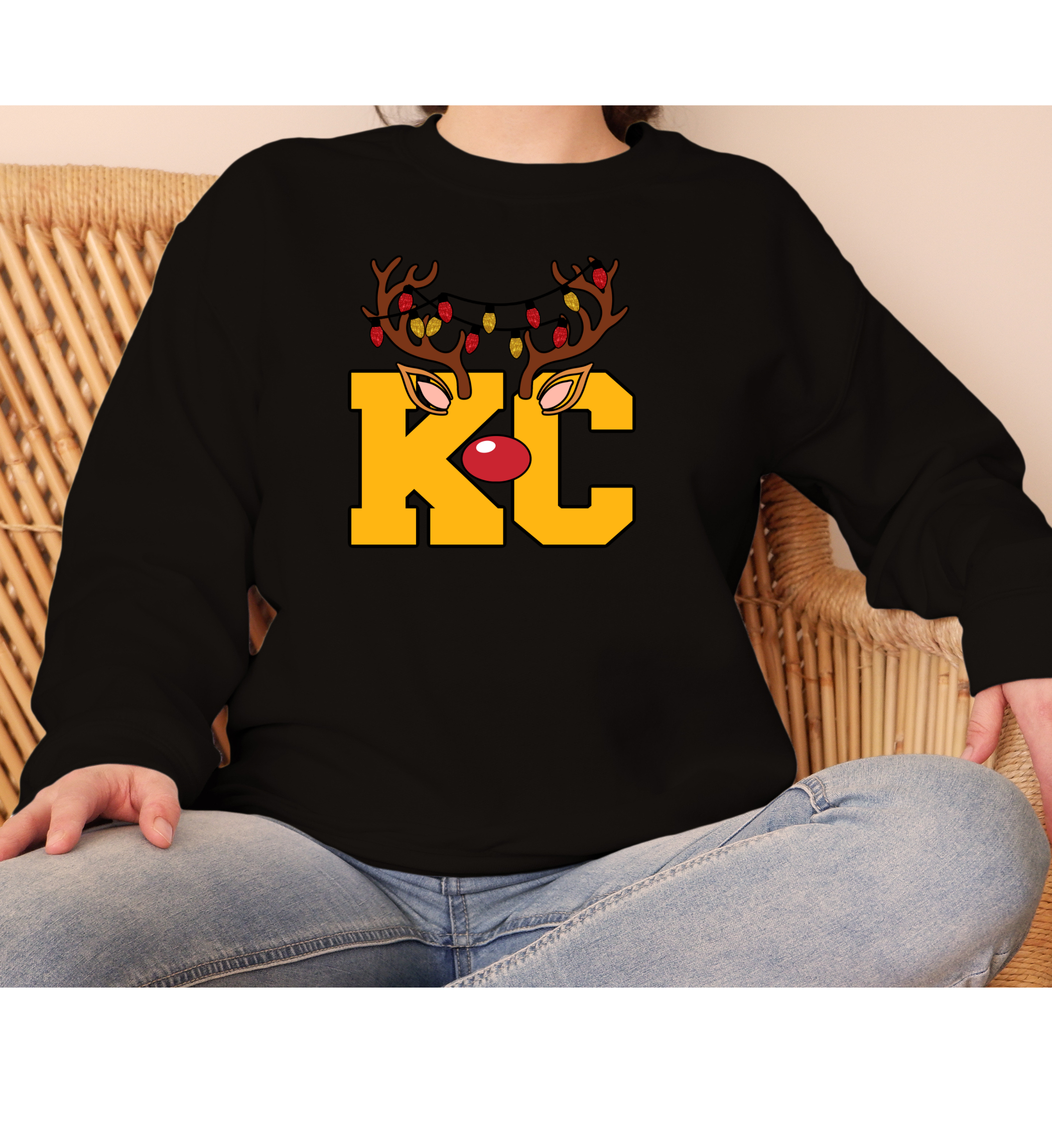 Kc Reindeer Gildan Black Sweatshirt