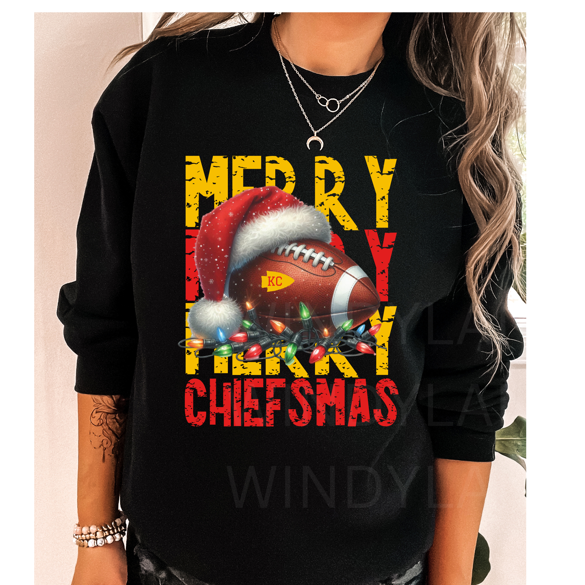 Merry Merry Football Crewneck Black