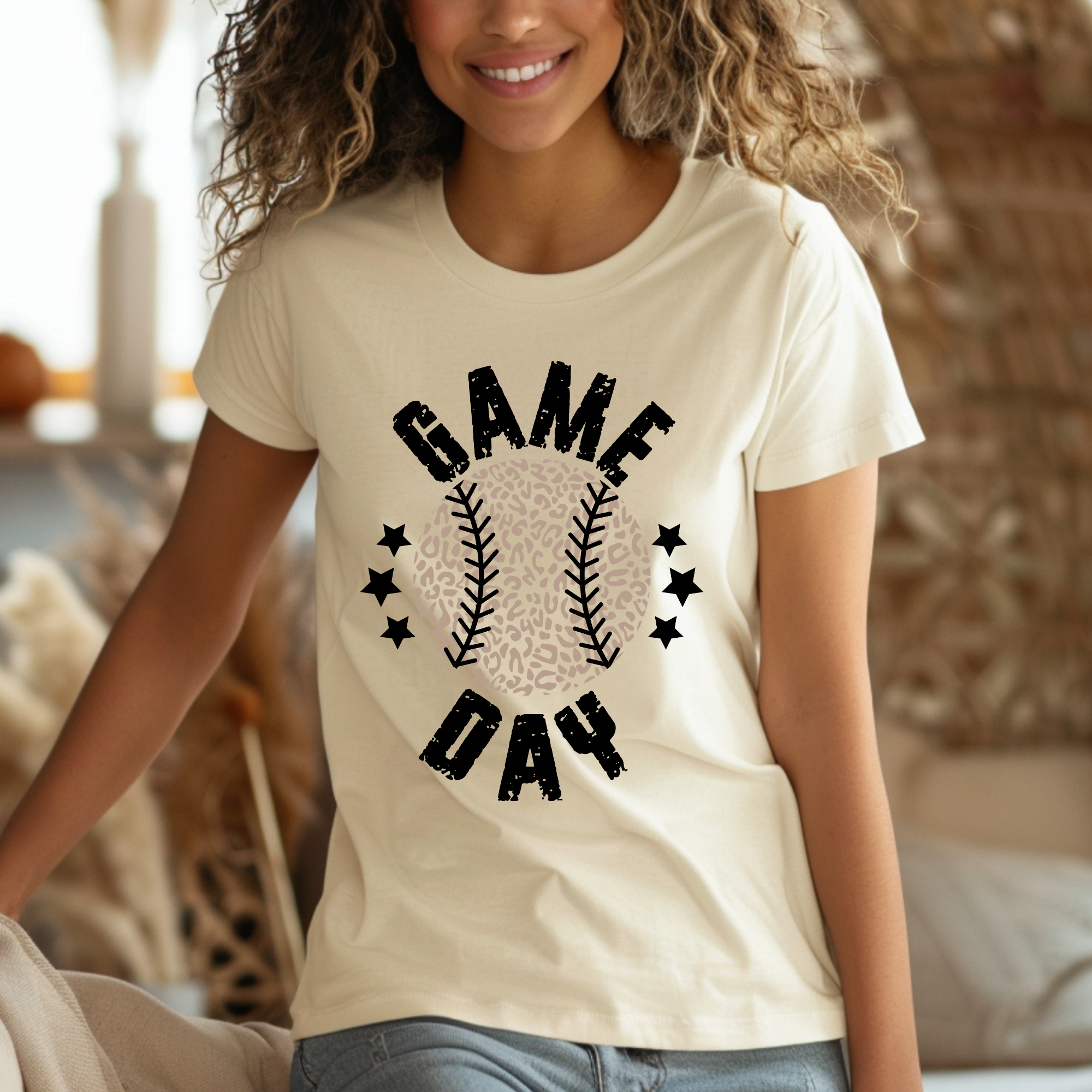 Game Day leopard Baseball comfort colors or gildan t-shirt