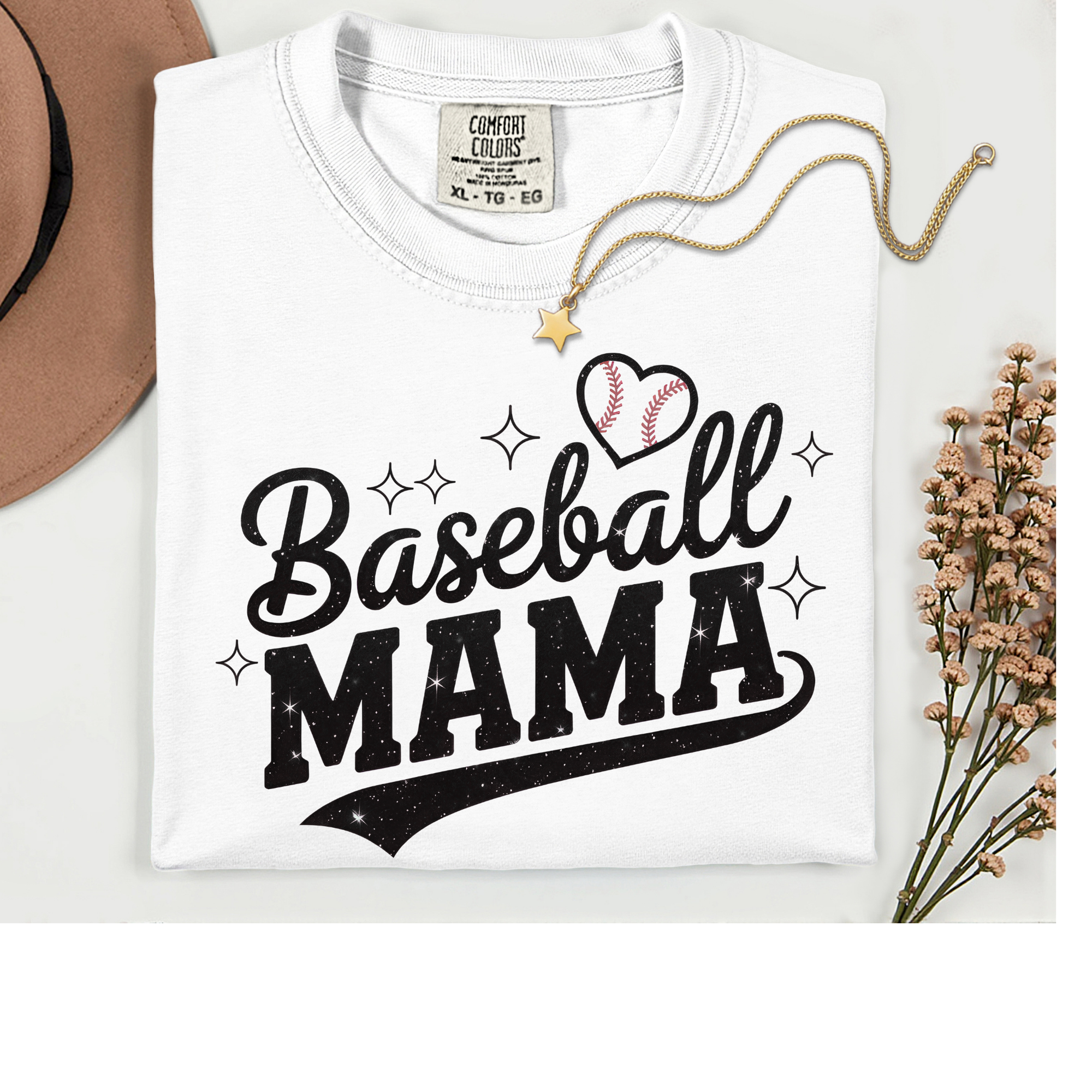 Baseball Mama Faux Glitter Comfort Color