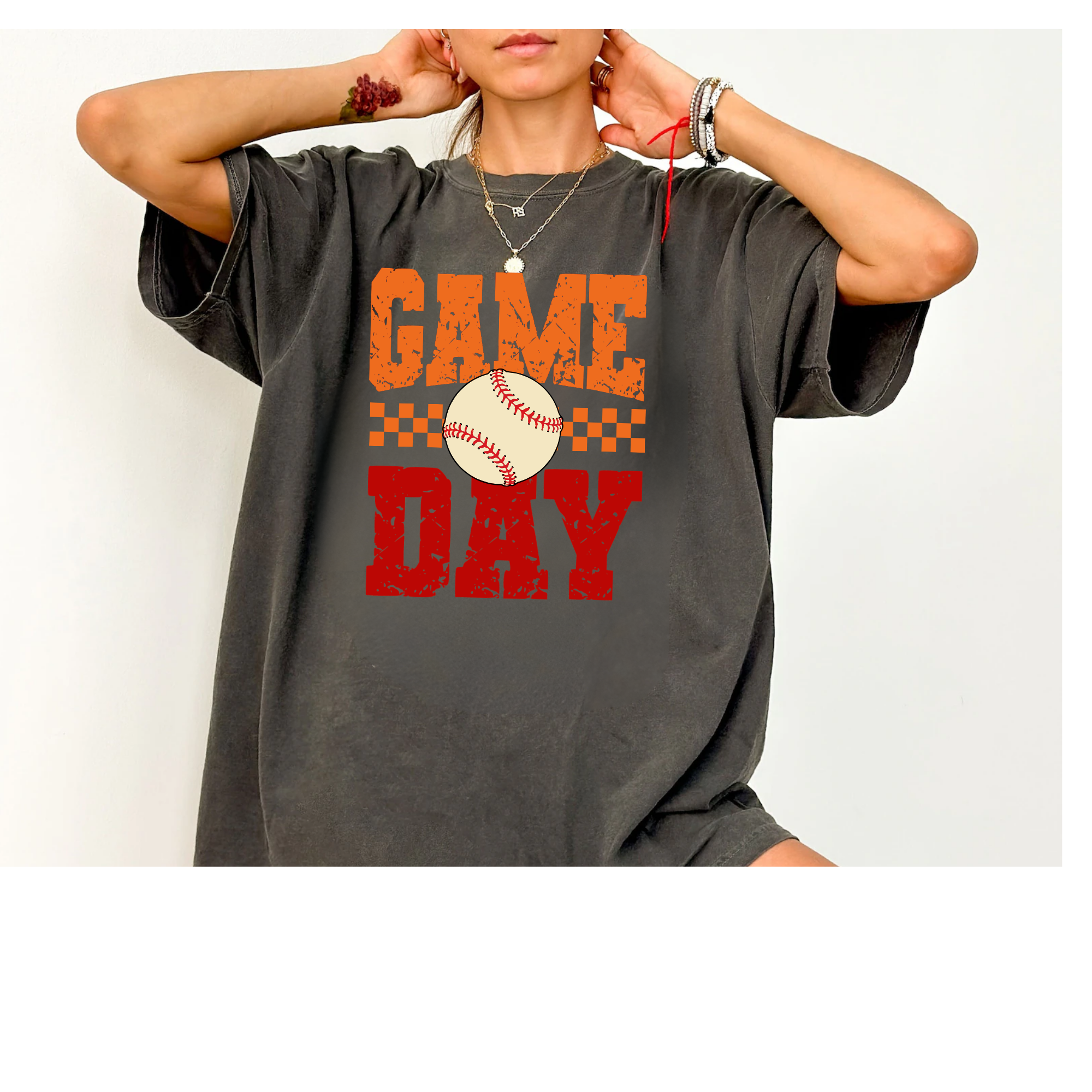 Game Day Baseball red and orange Comfort Colors