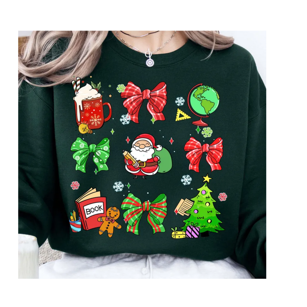 Santa Bow Tree Book Gildan unisex fit