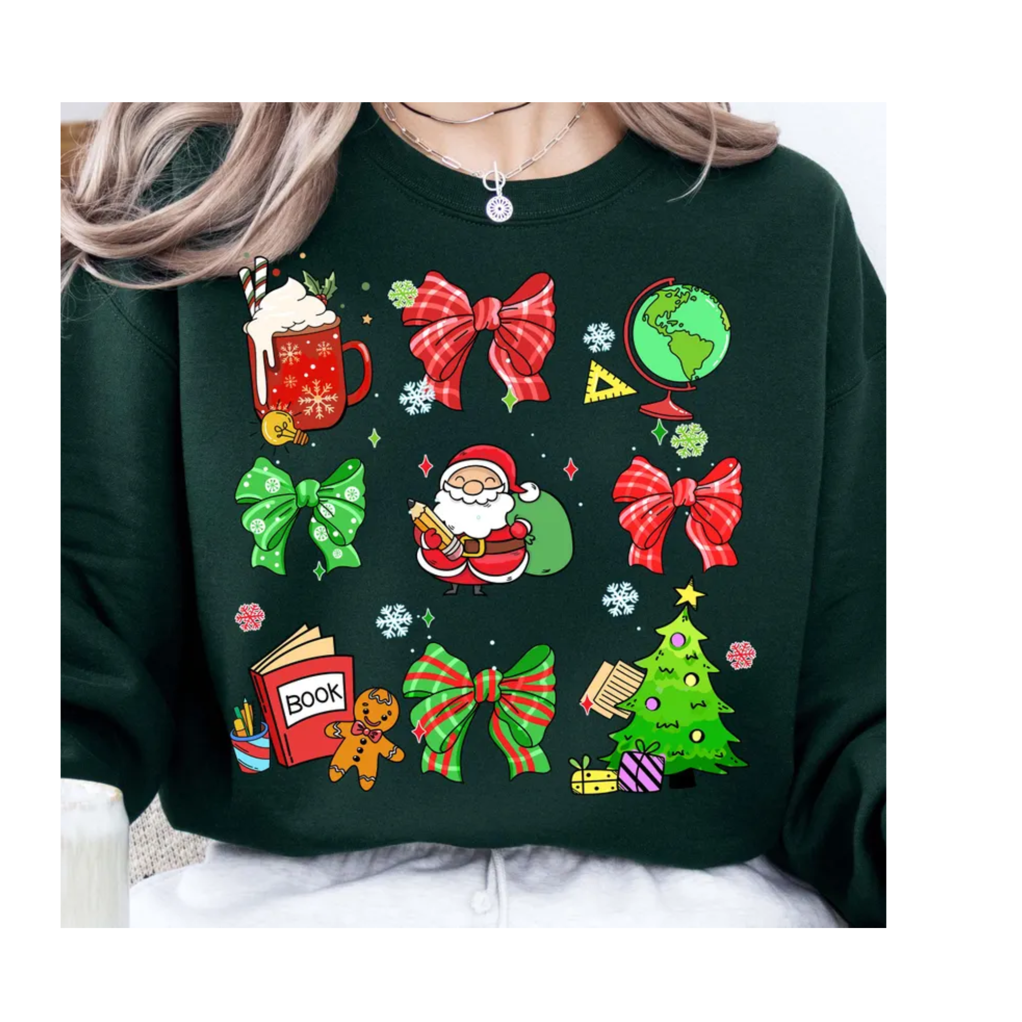 Santa Bow Tree Book Gildan unisex fit