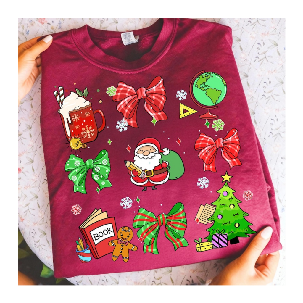 Santa Bow Tree Book Gildan unisex fit