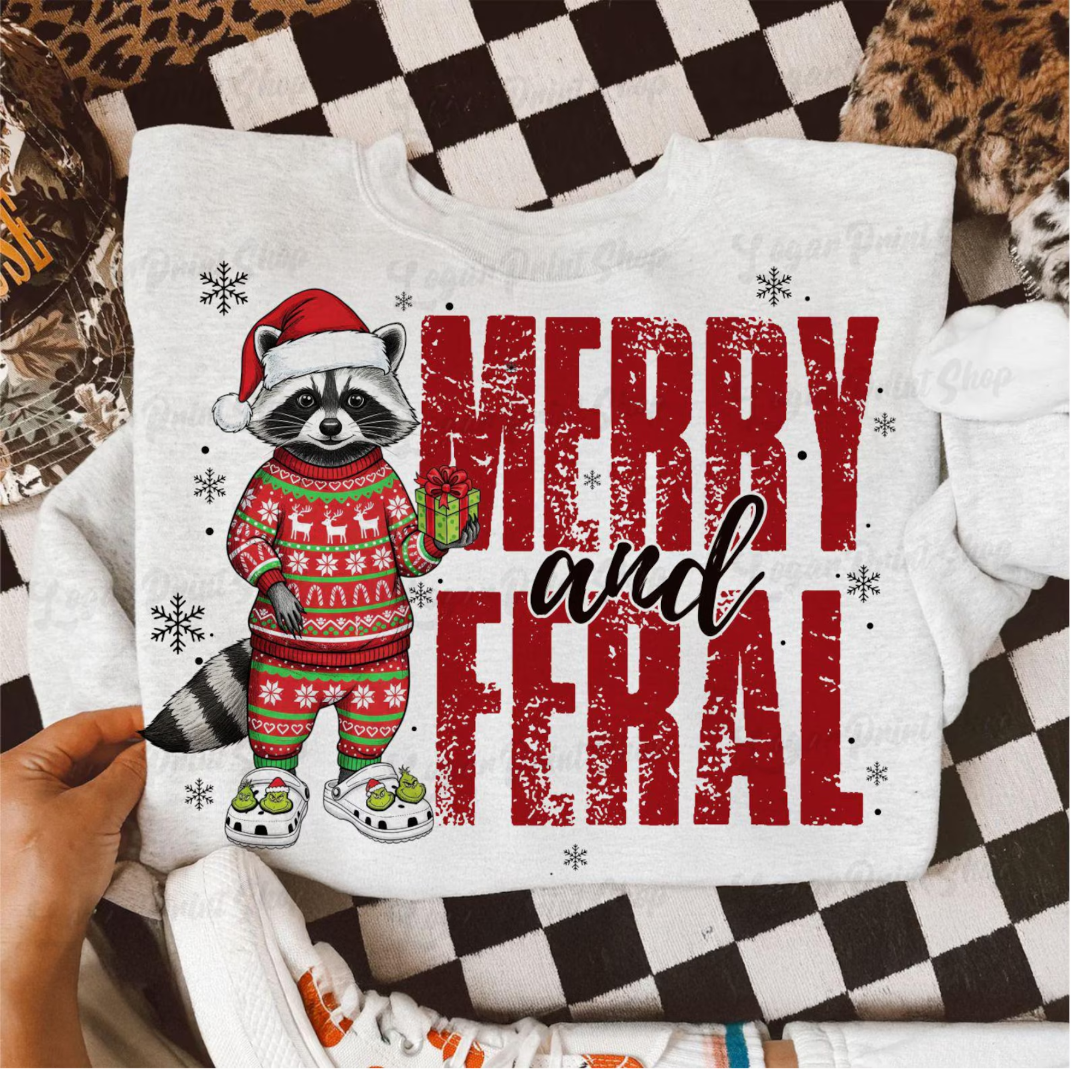 Merry and Feral Racoon Gildan unisex fit Crewneck