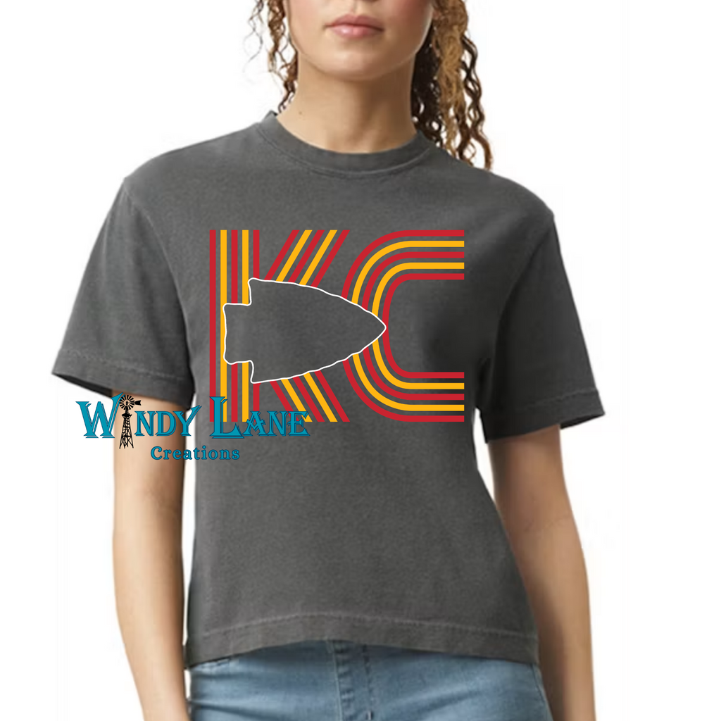 comfort color boxy crop tee KC retro
