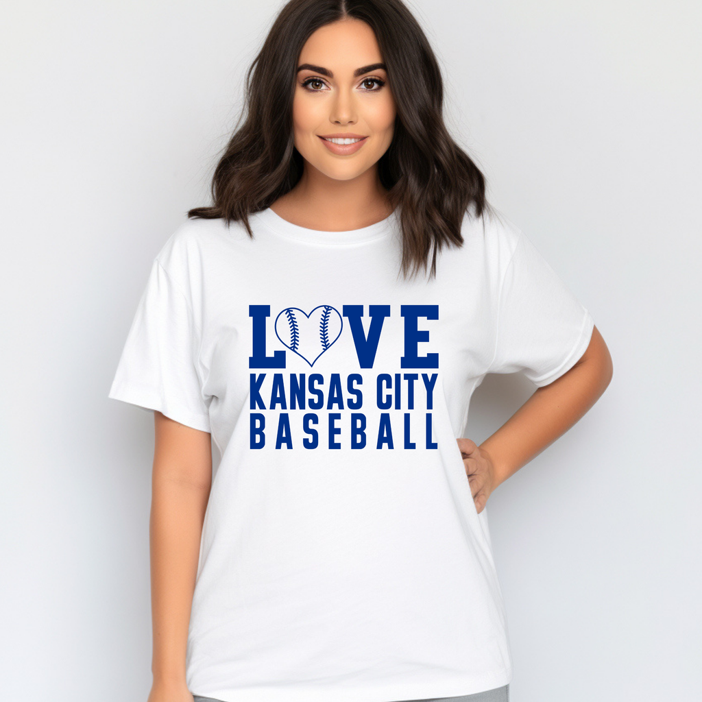 Love Kansas City Baseball White and Gray