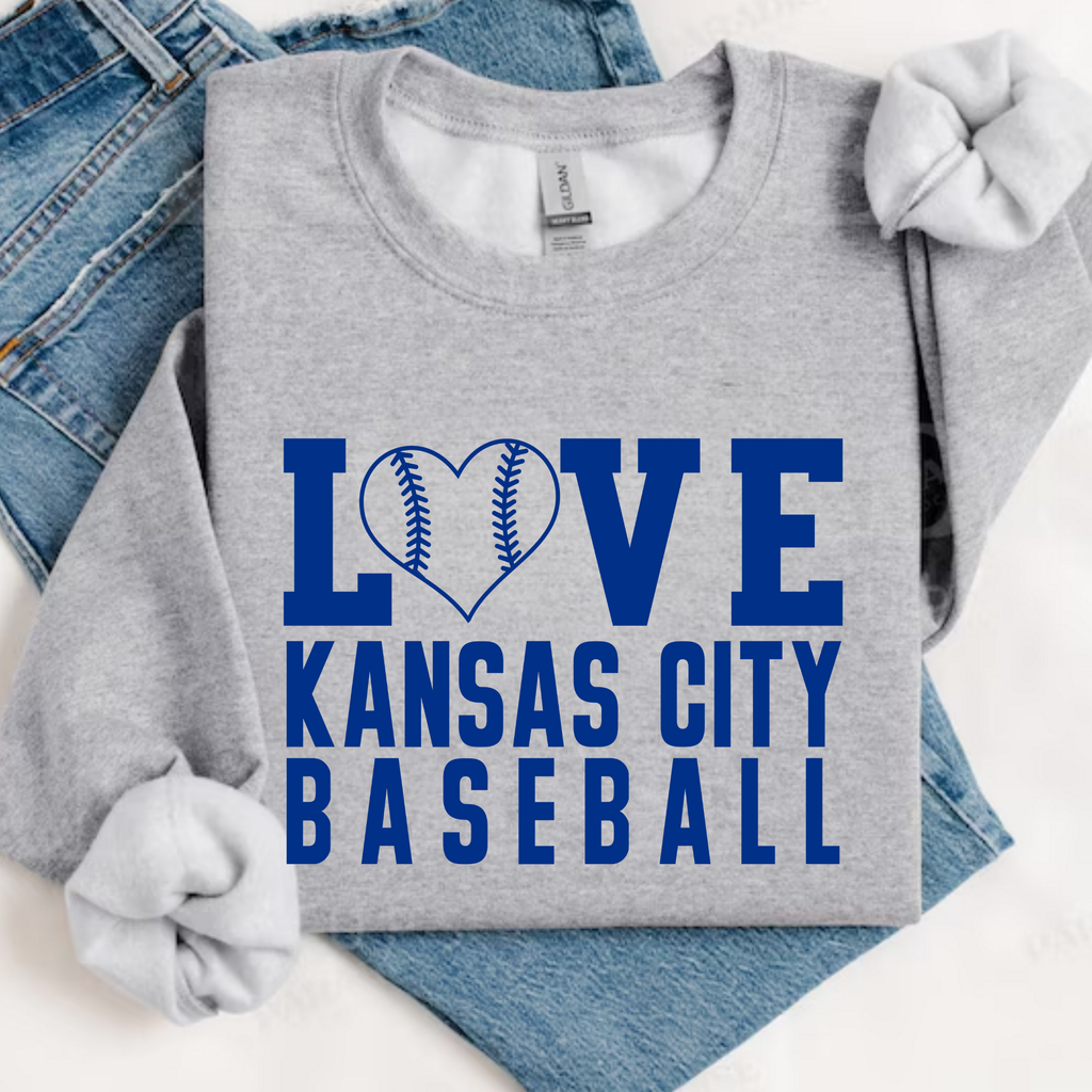 Love Kansas City Baseball White and Gray