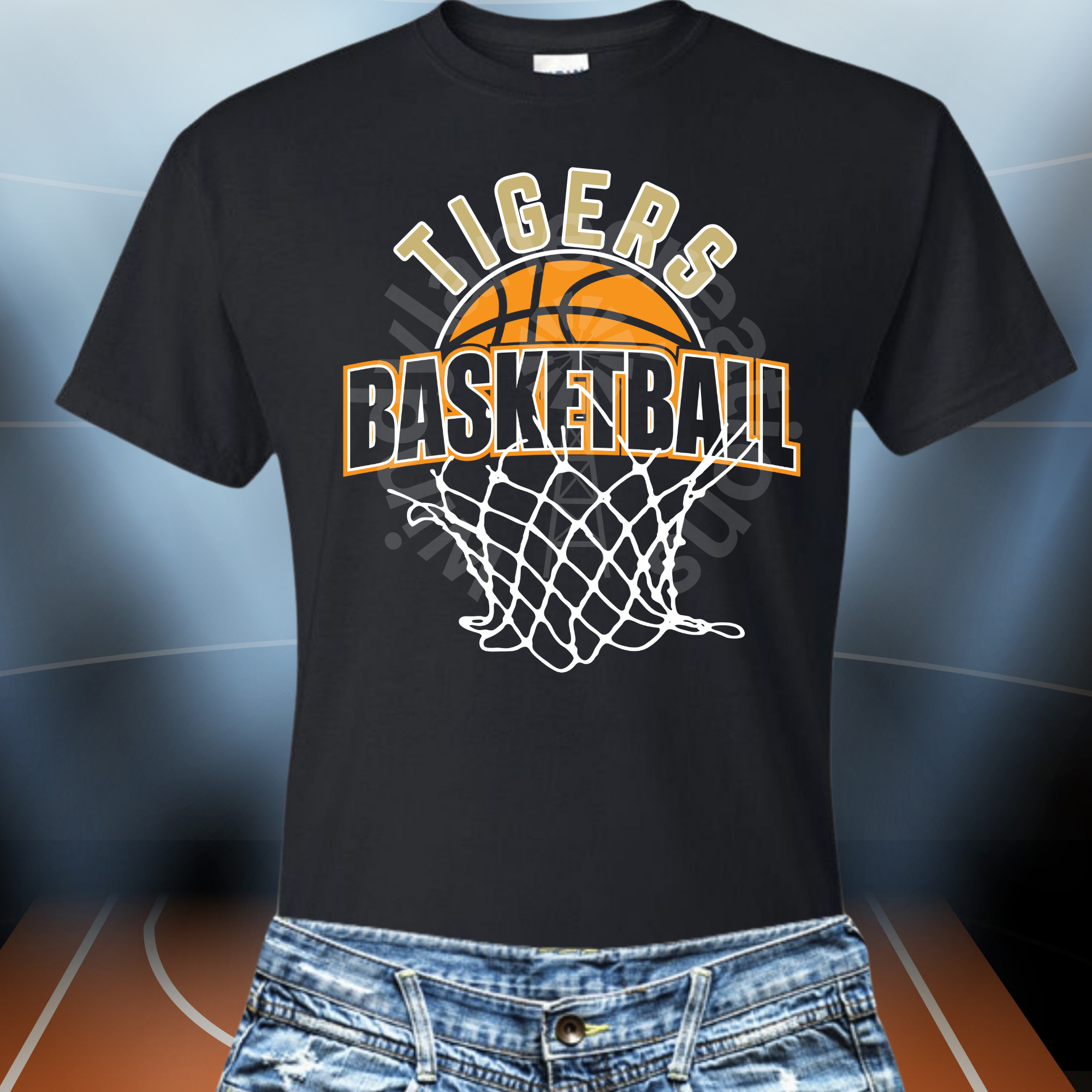 Tigers basketball net t-shirt/ crewneck