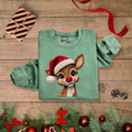 Christmas deer faux crotchet Sweatshirt