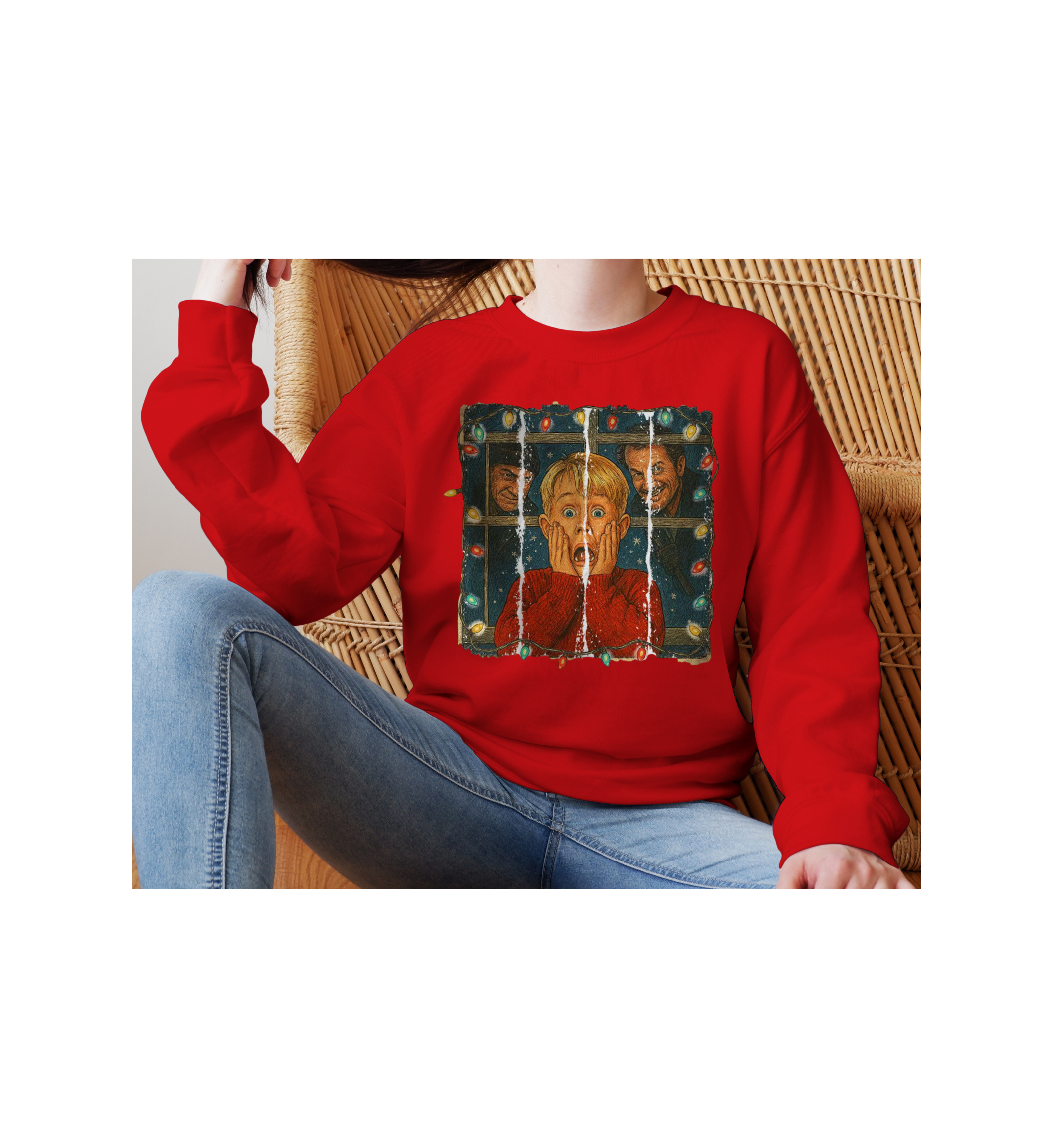 Retro Christmas Characters Gildan Crewneck Adult and Kids