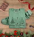 Merry Christmas Gildan Heather Green Crewneck