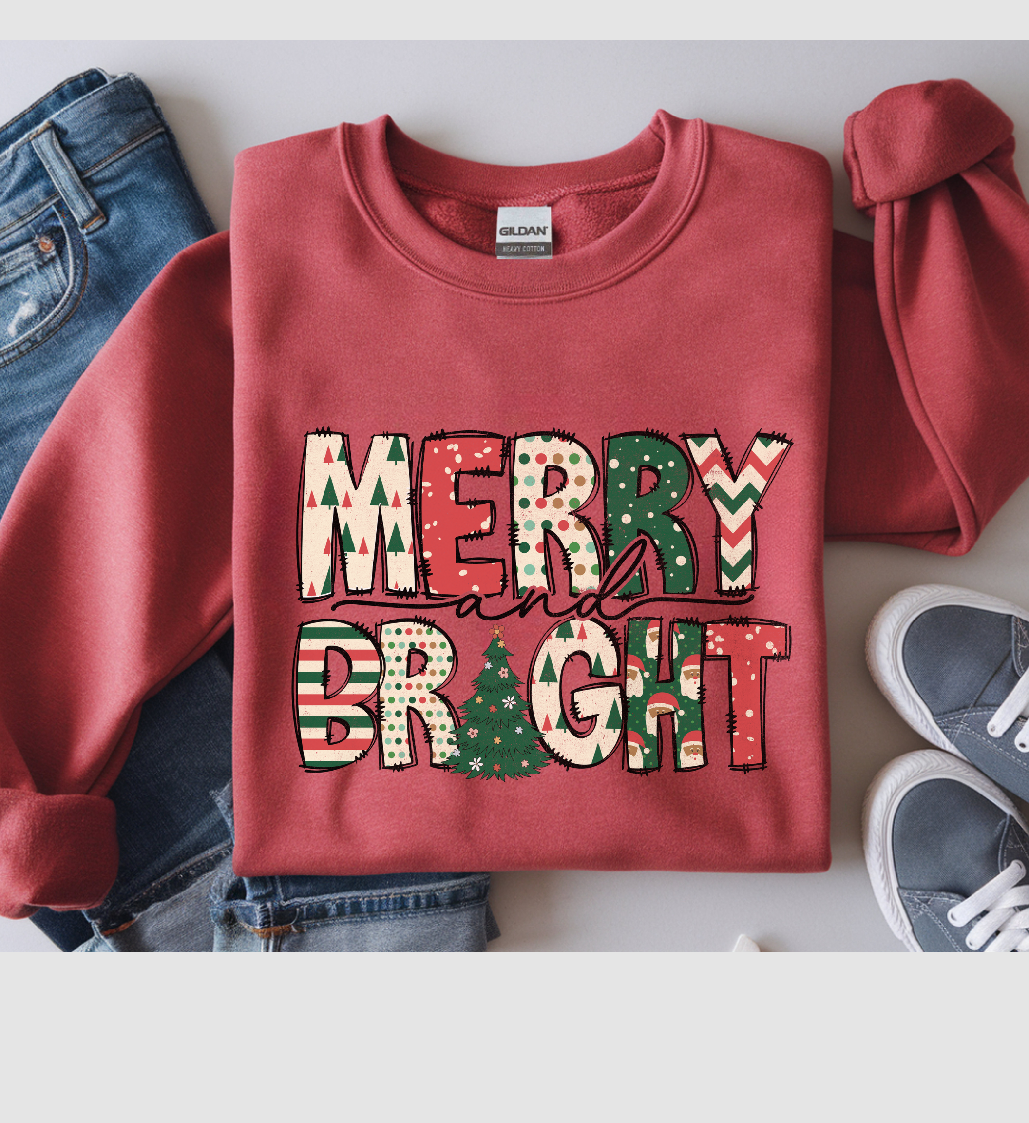 Merry and bright Crewneck Sweatshirt