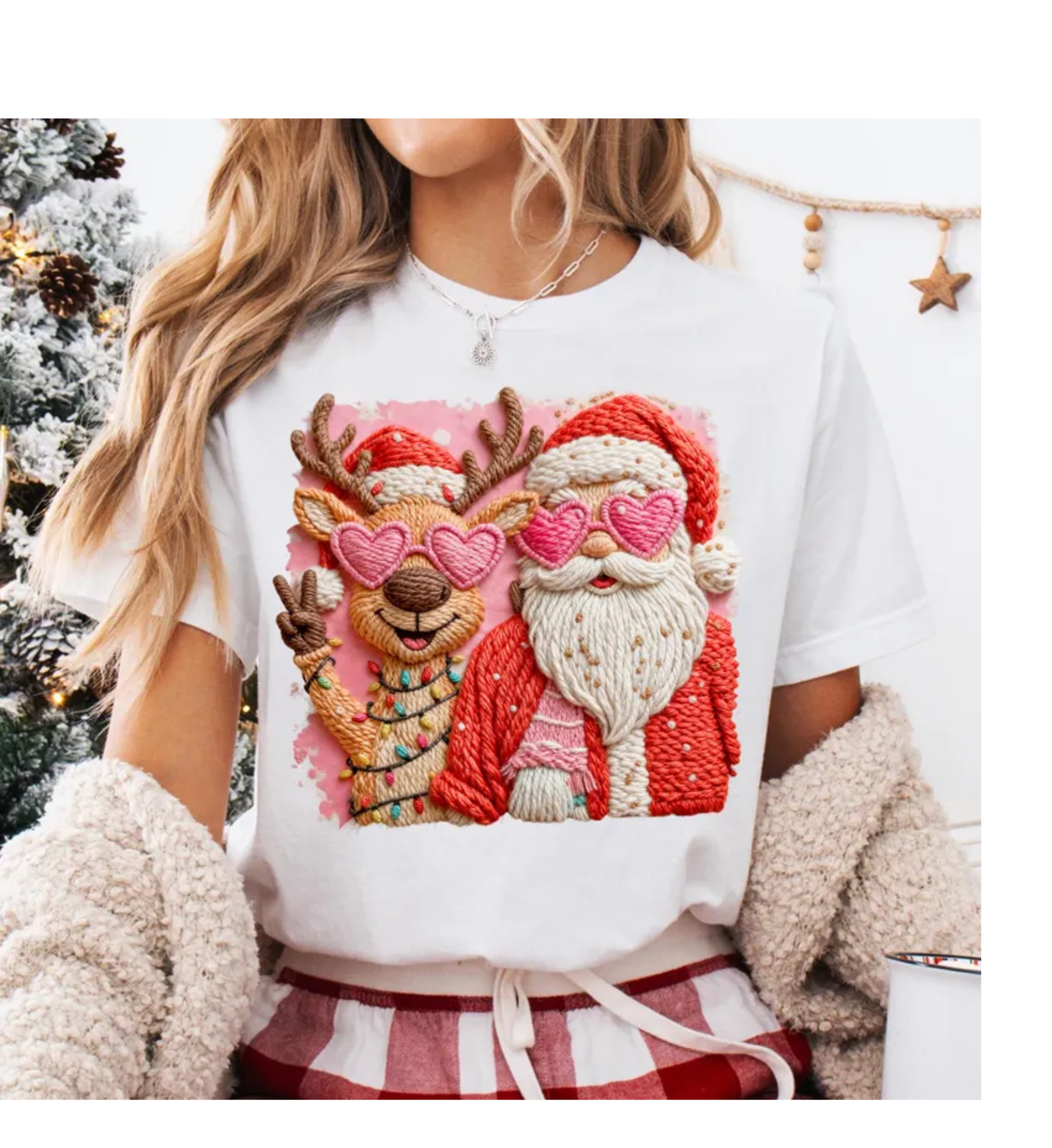 Santa Reindeer Faux Crochet youth and adult