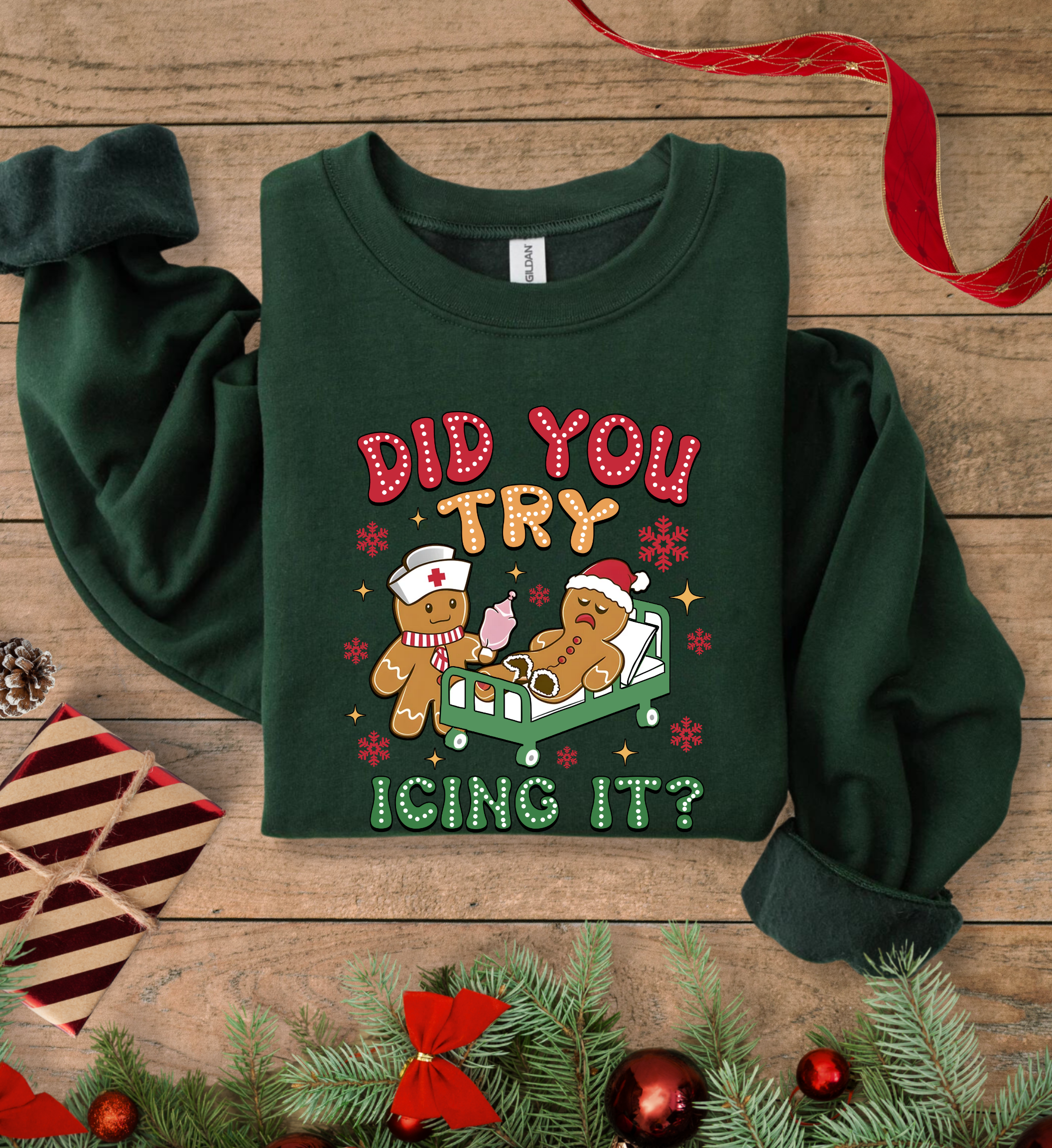 Did you try icing it sweatshirt dark green