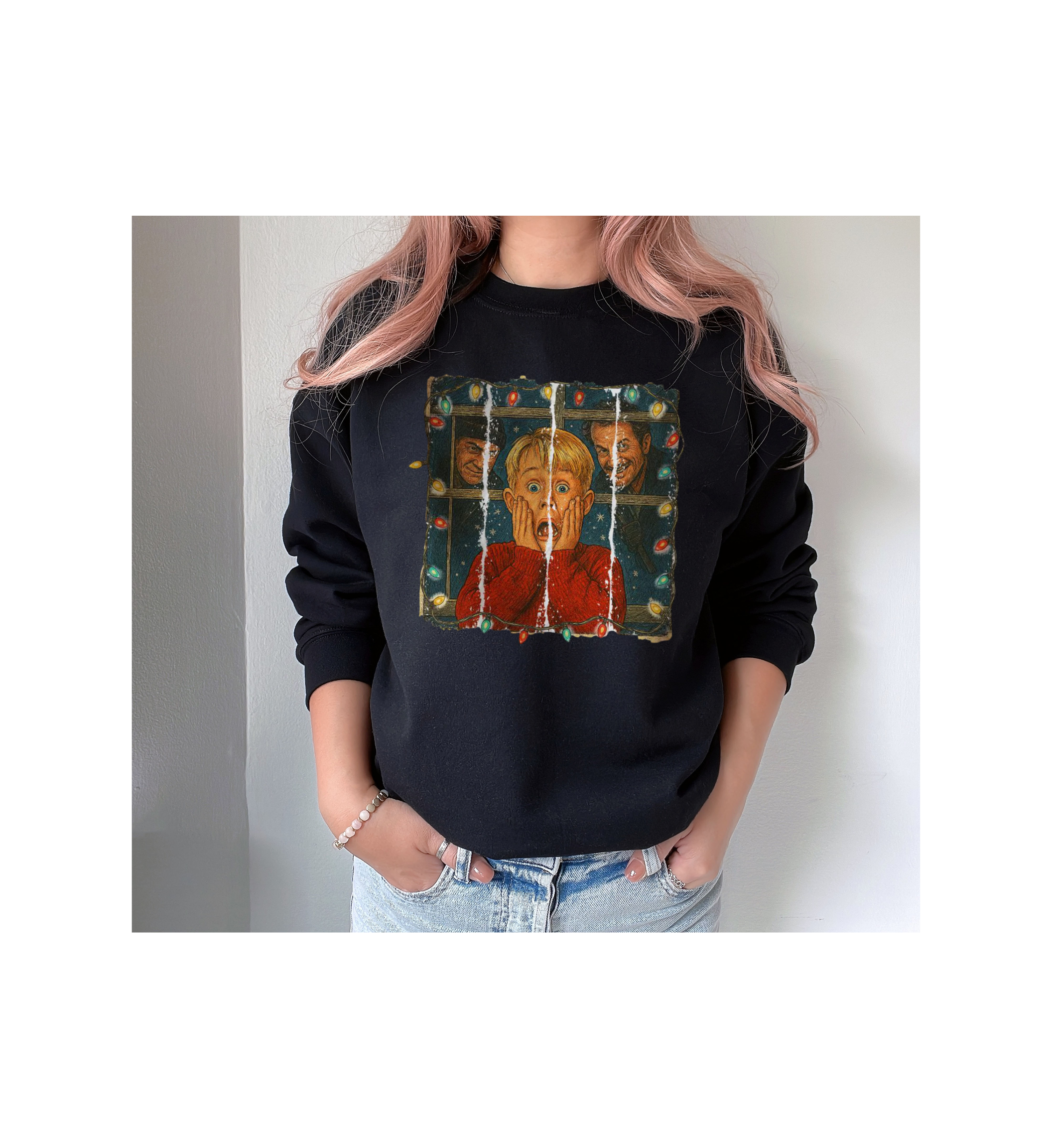 Retro Christmas Characters Gildan Crewneck Adult and Kids