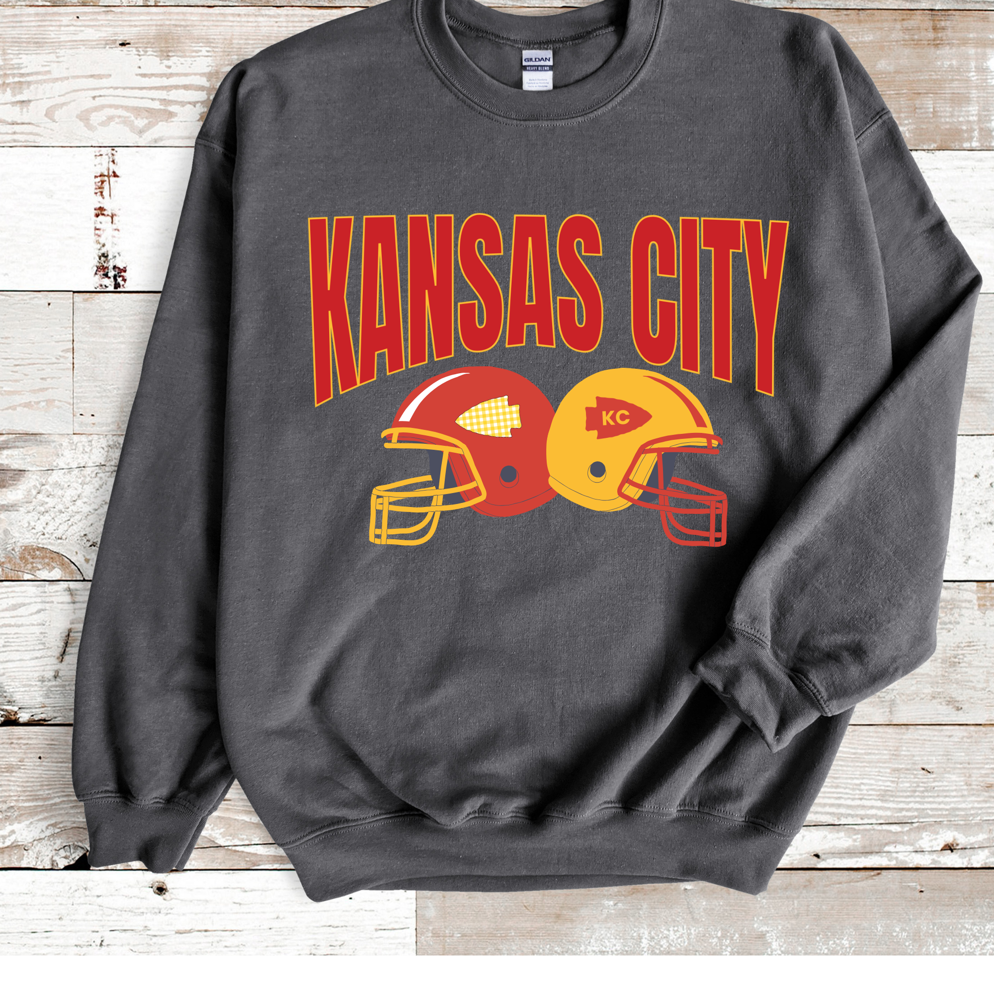 Kansas City helmets T-shirt/ crewneck Charcoal
