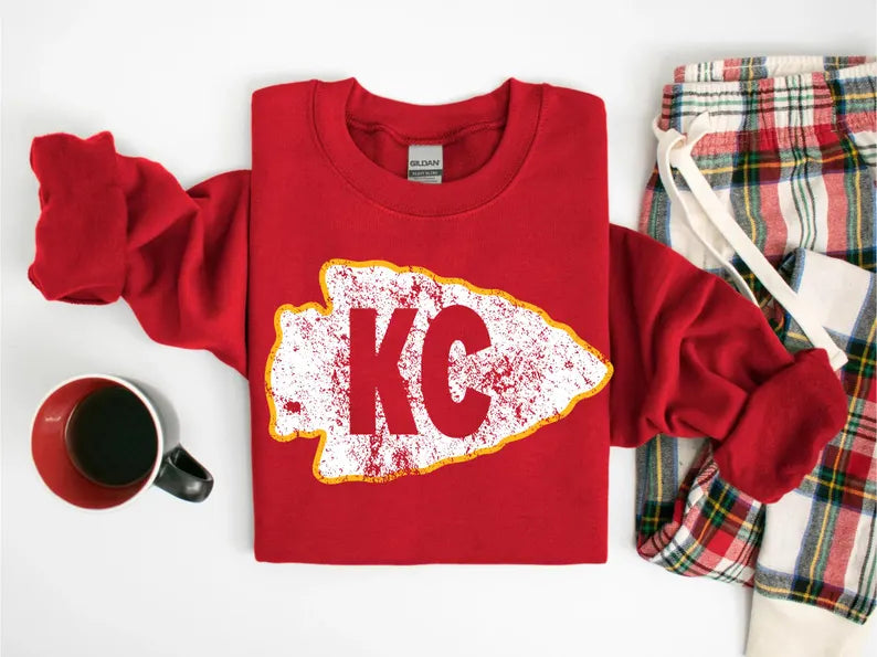 KC Grunge Crewneck Sweatshirt Red