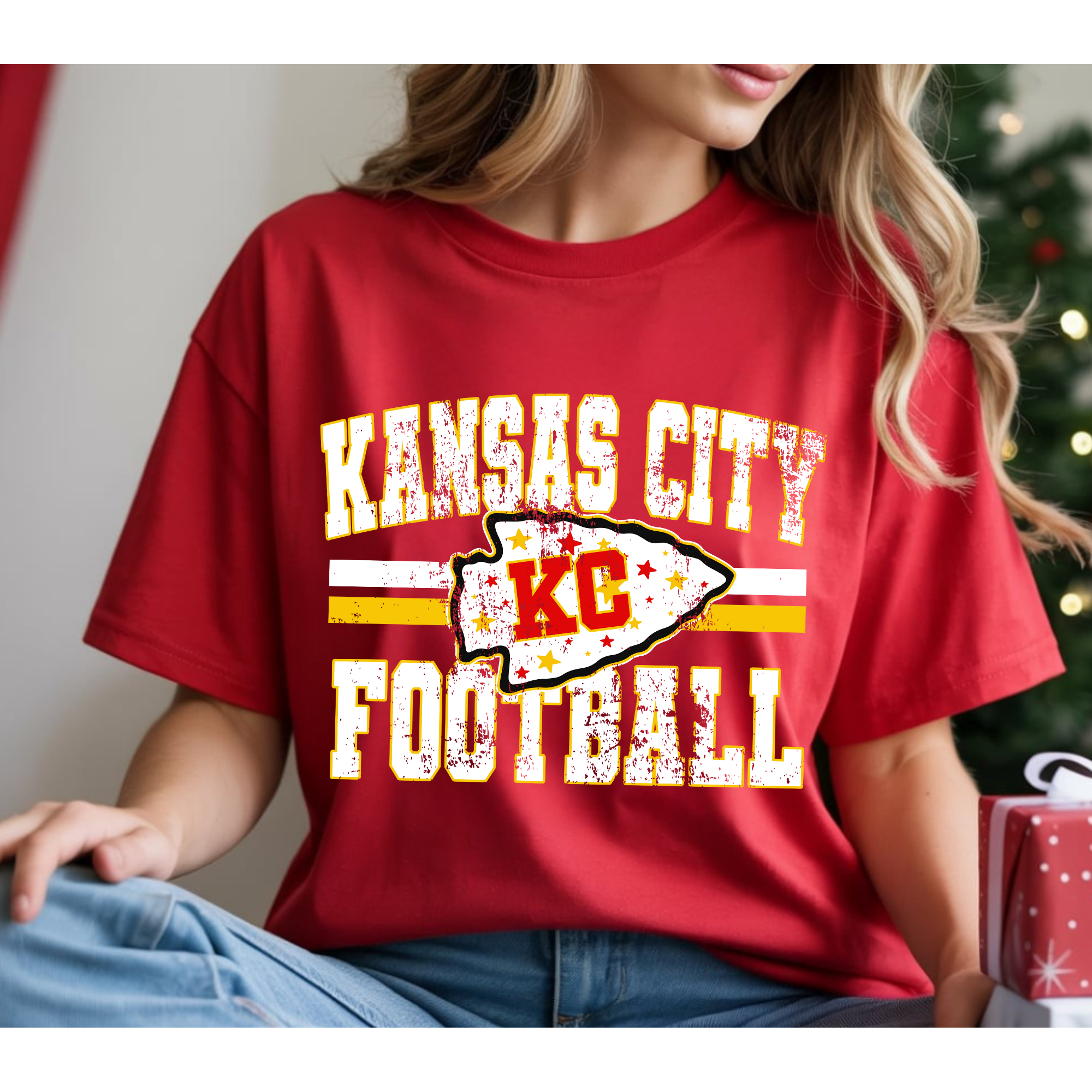 Kansas City Football Distressed stars color comfort T-shirt