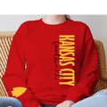 Kansas City football sideways with sleeve Crewneck
