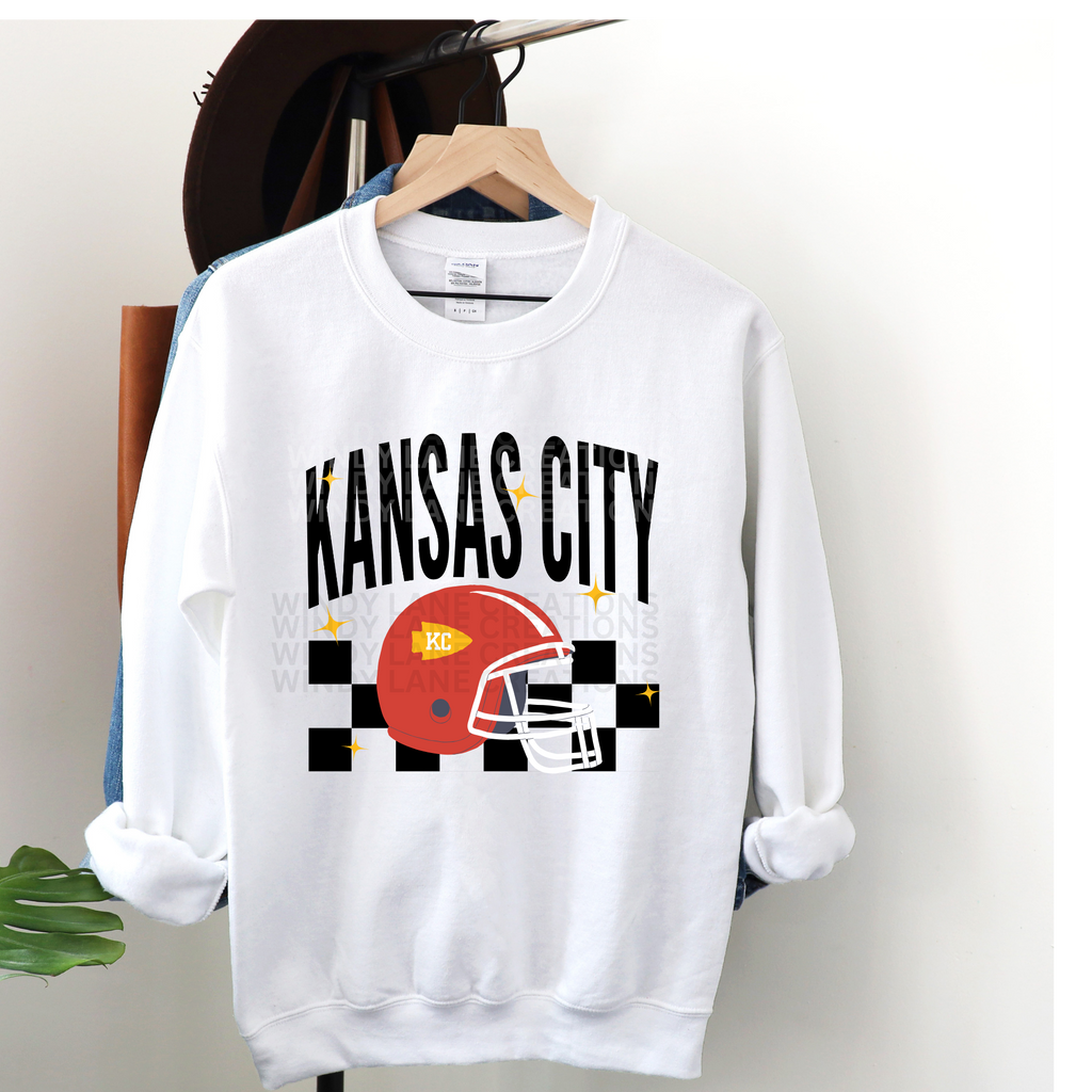 Kansas City Checkered & Helmet Crewneck