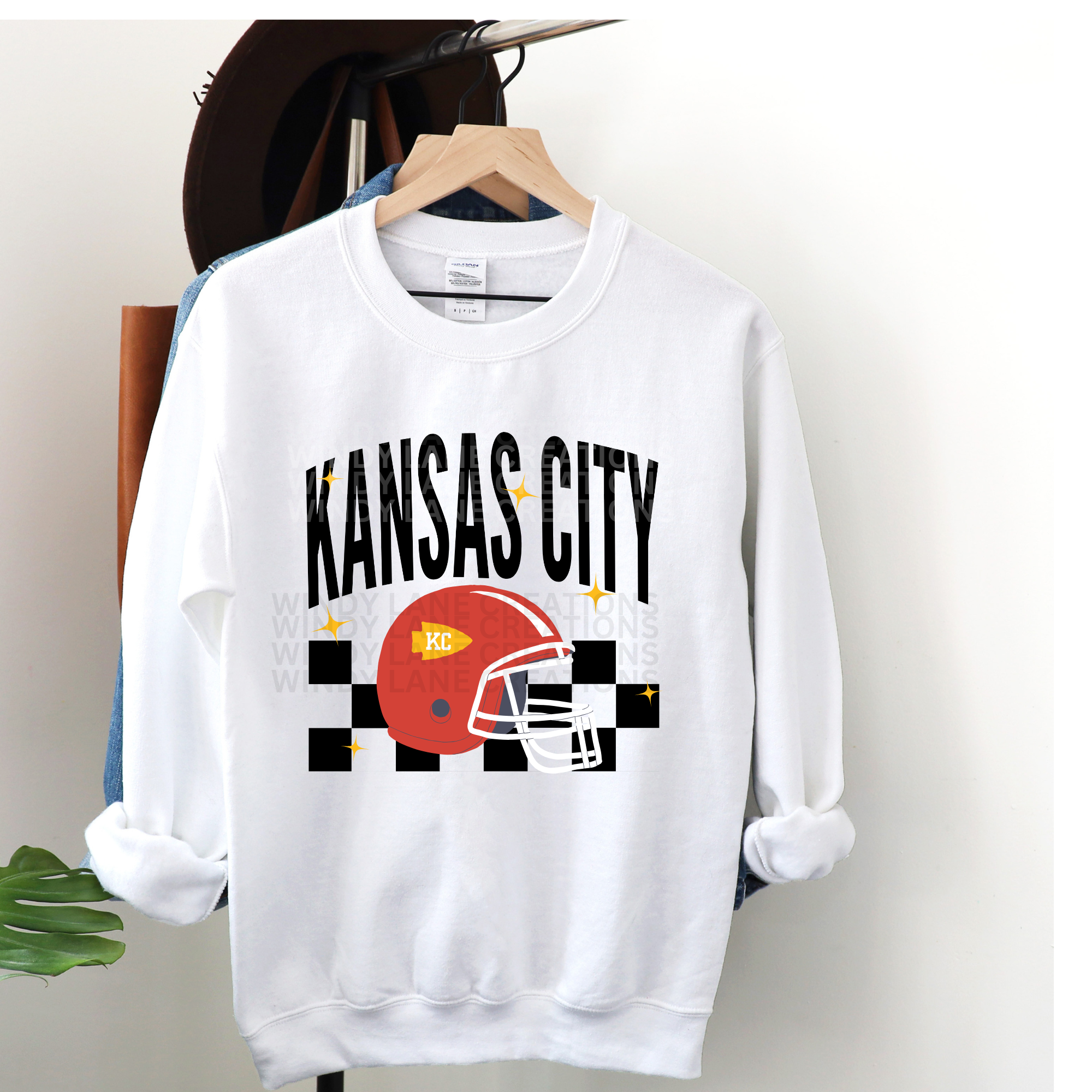 Kansas City Checkered & Helmet Crewneck