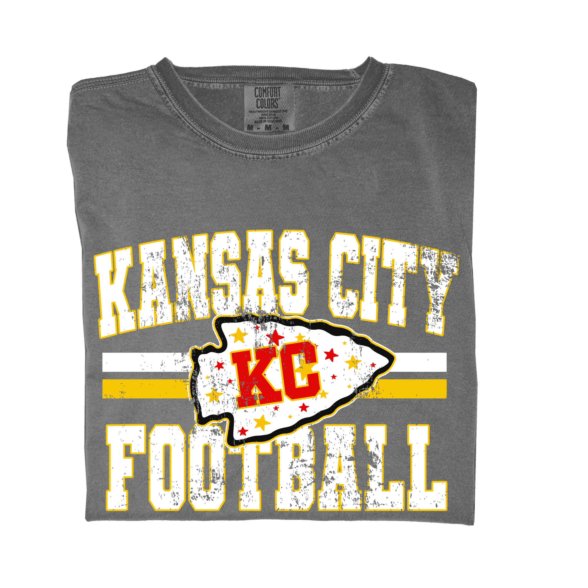 Kansas City Football Distressed stars color comfort T-shirt