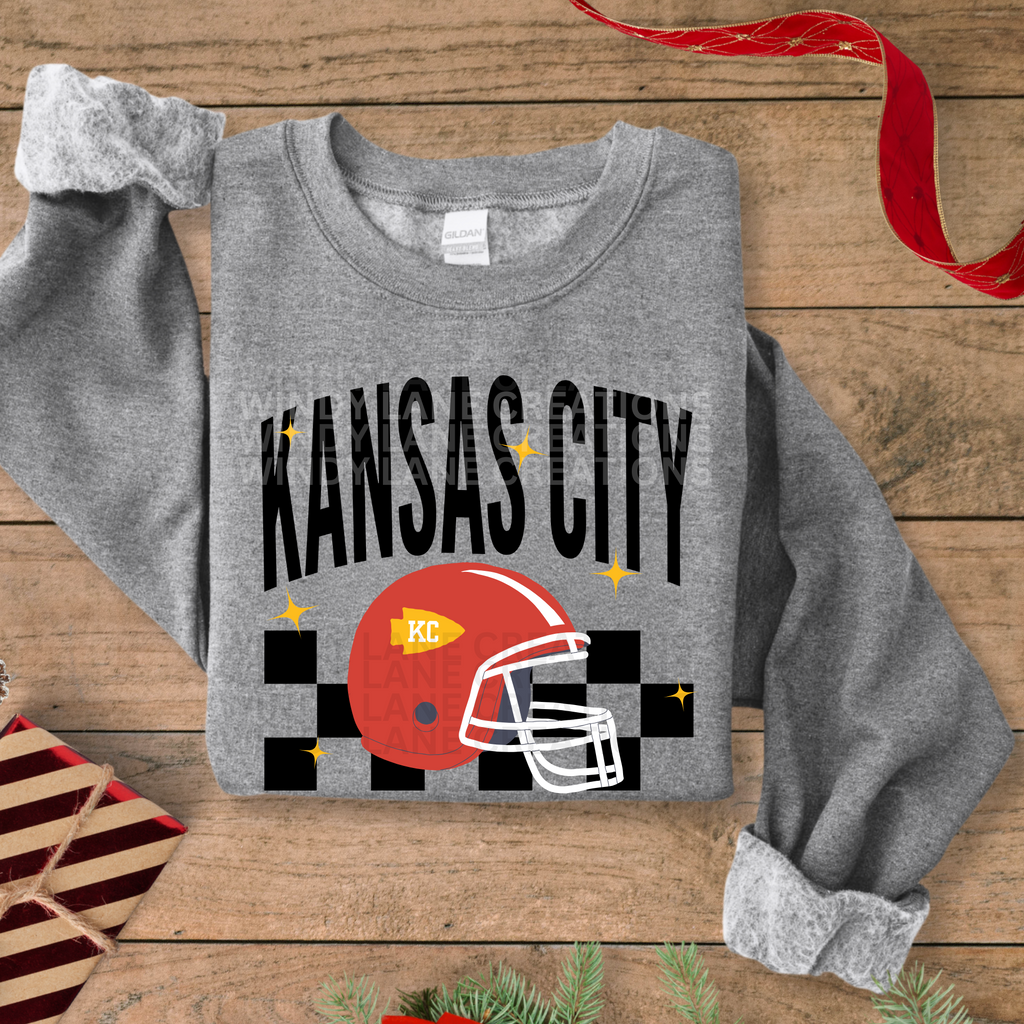 Kansas City Checkered & Helmet Crewneck