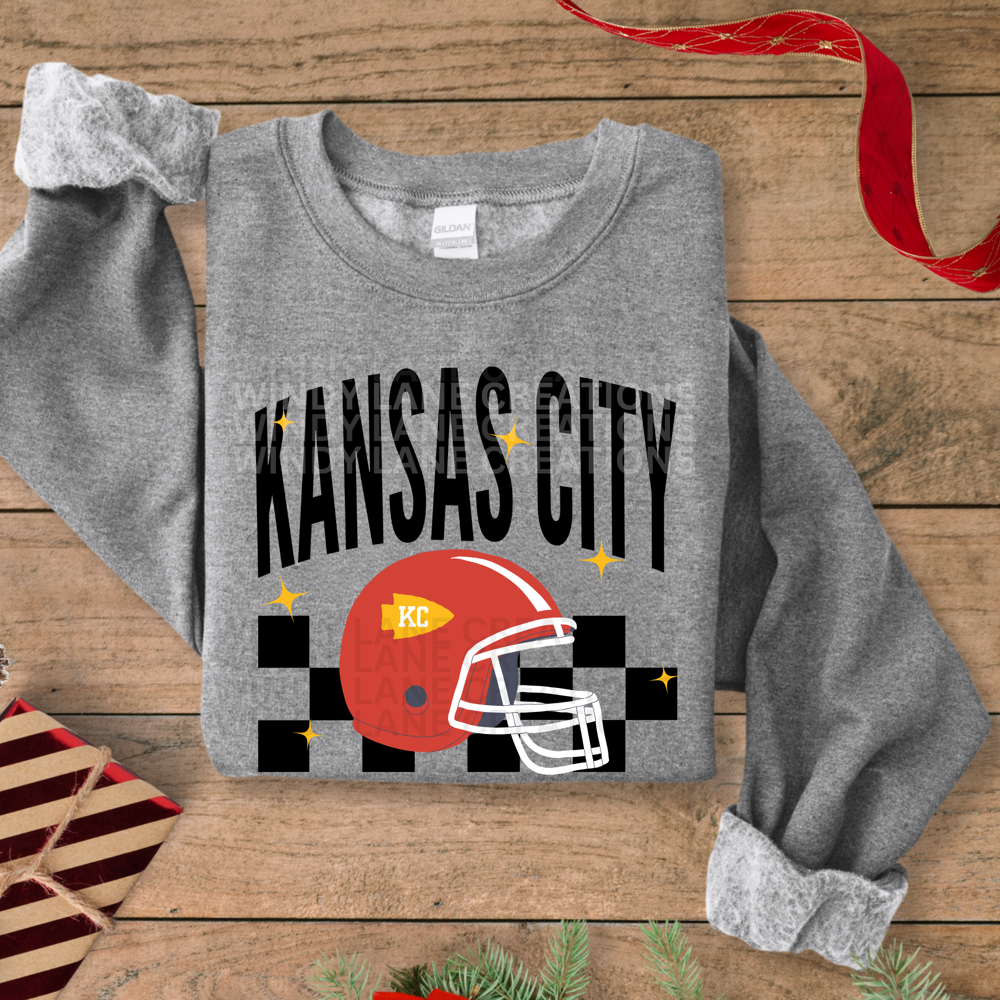 Kansas City Checkered & Helmet Crewneck