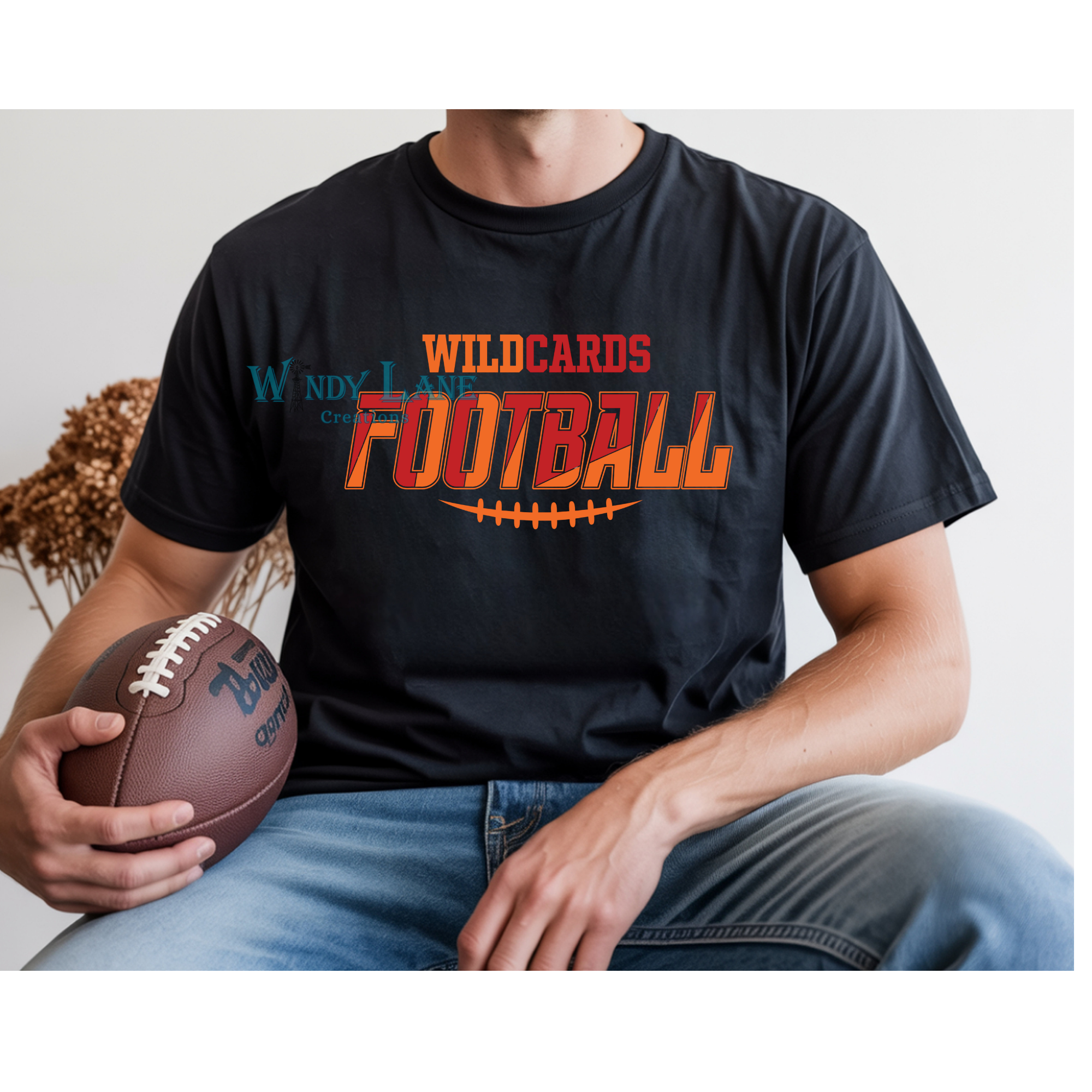 Wildcards football orange and red Gildan