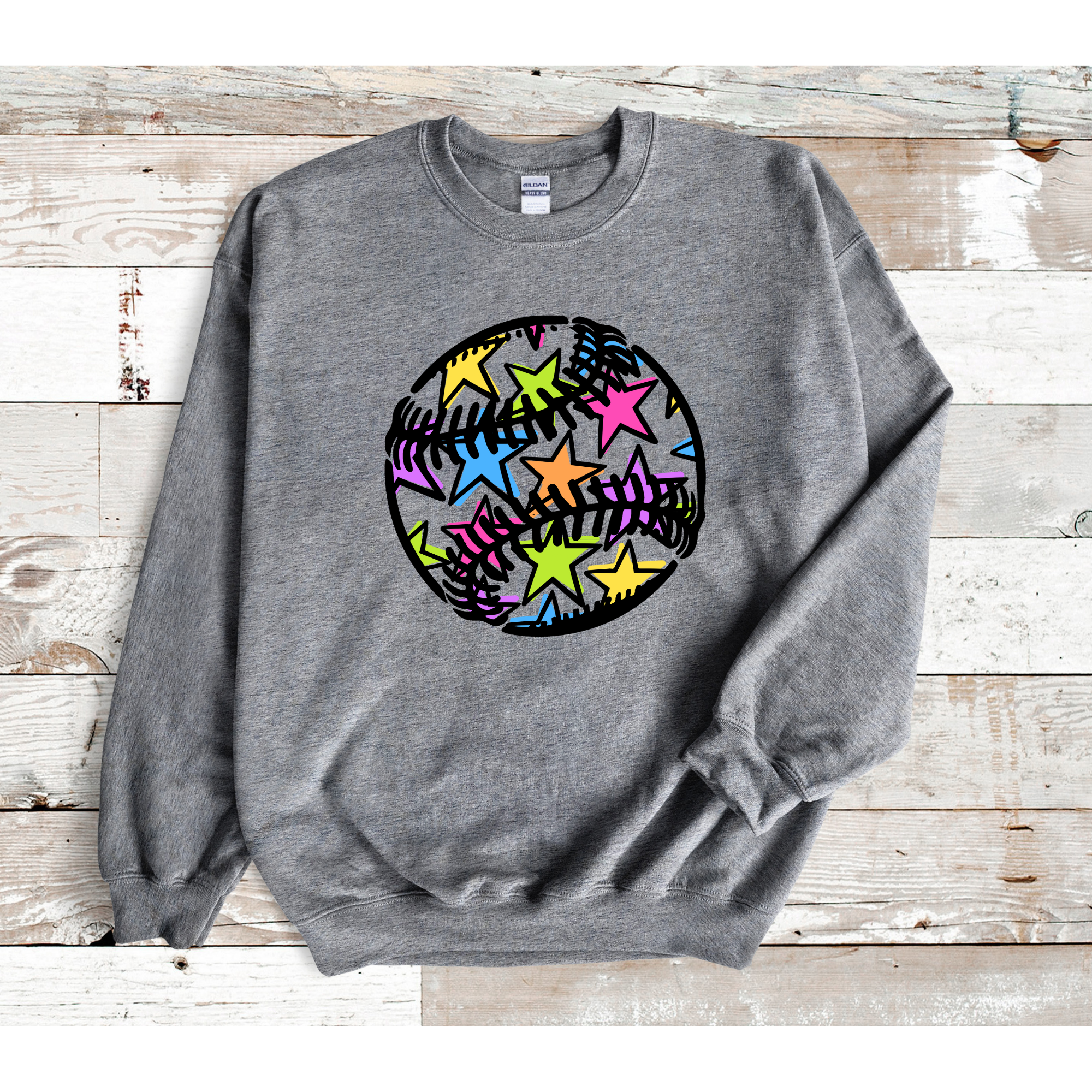Colorful stars Baseball Gildan