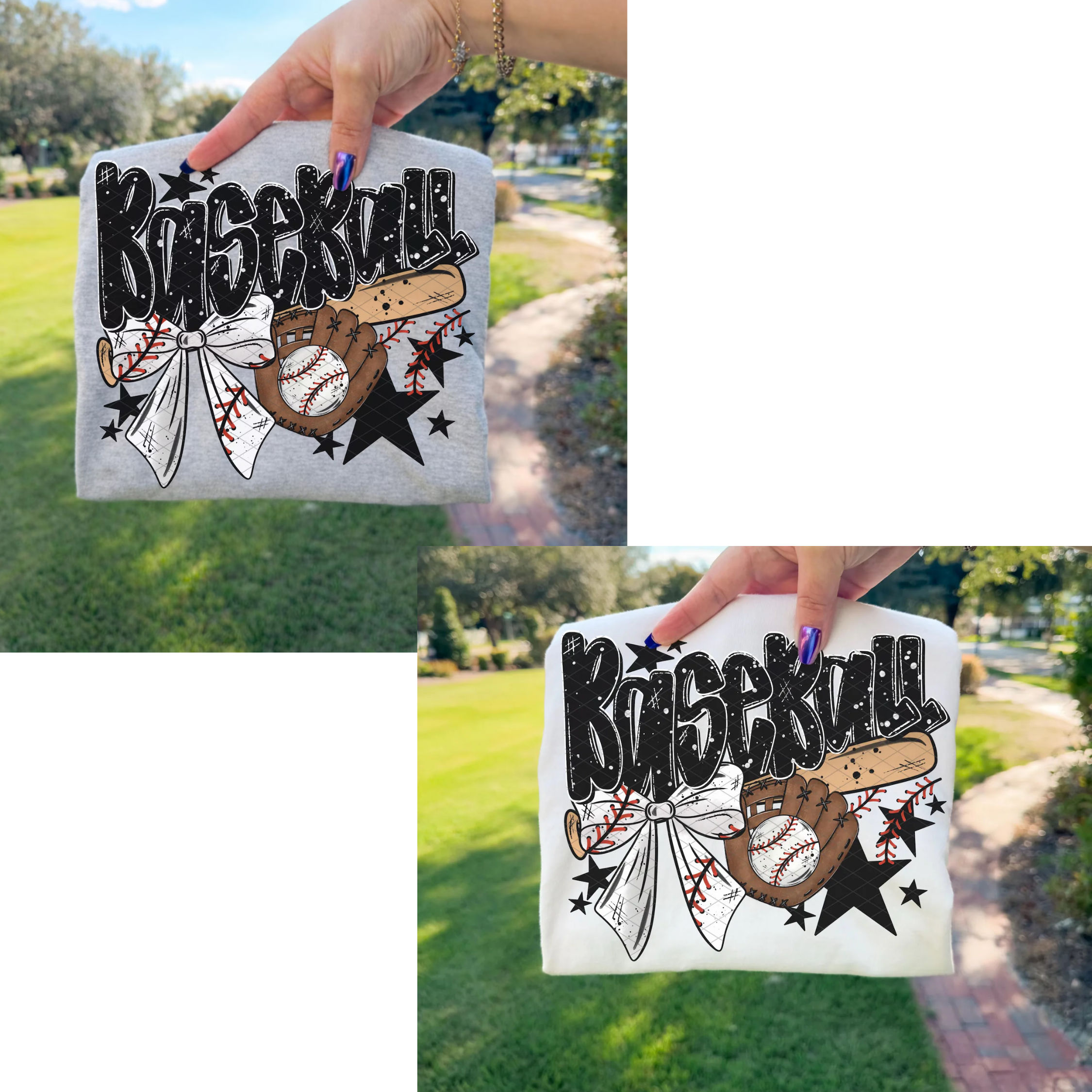 Baseball Bows Glove Stars
