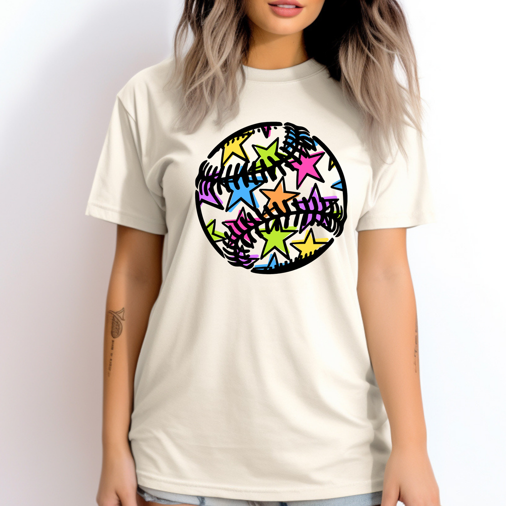 Colorful Stars Baseball Comfort Color T-shirts