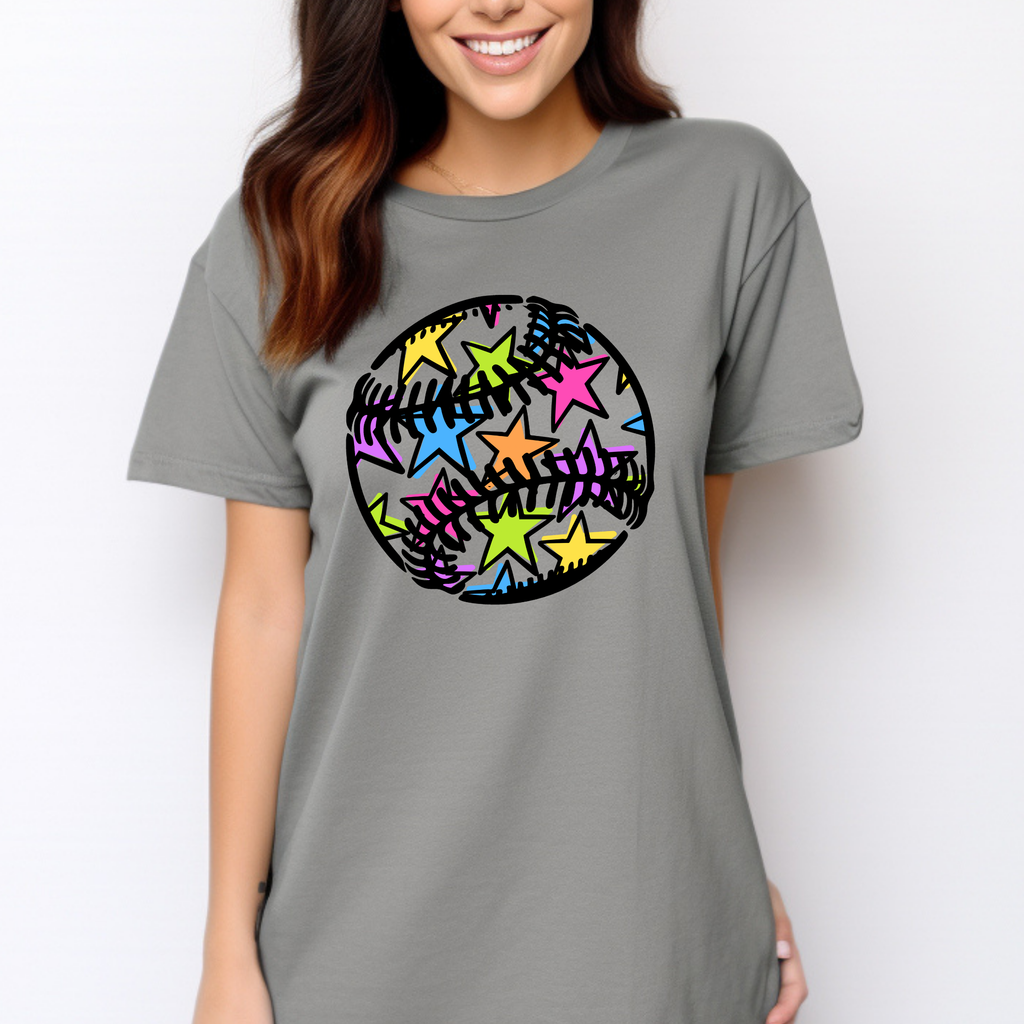 Colorful Stars Baseball Comfort Color T-shirts
