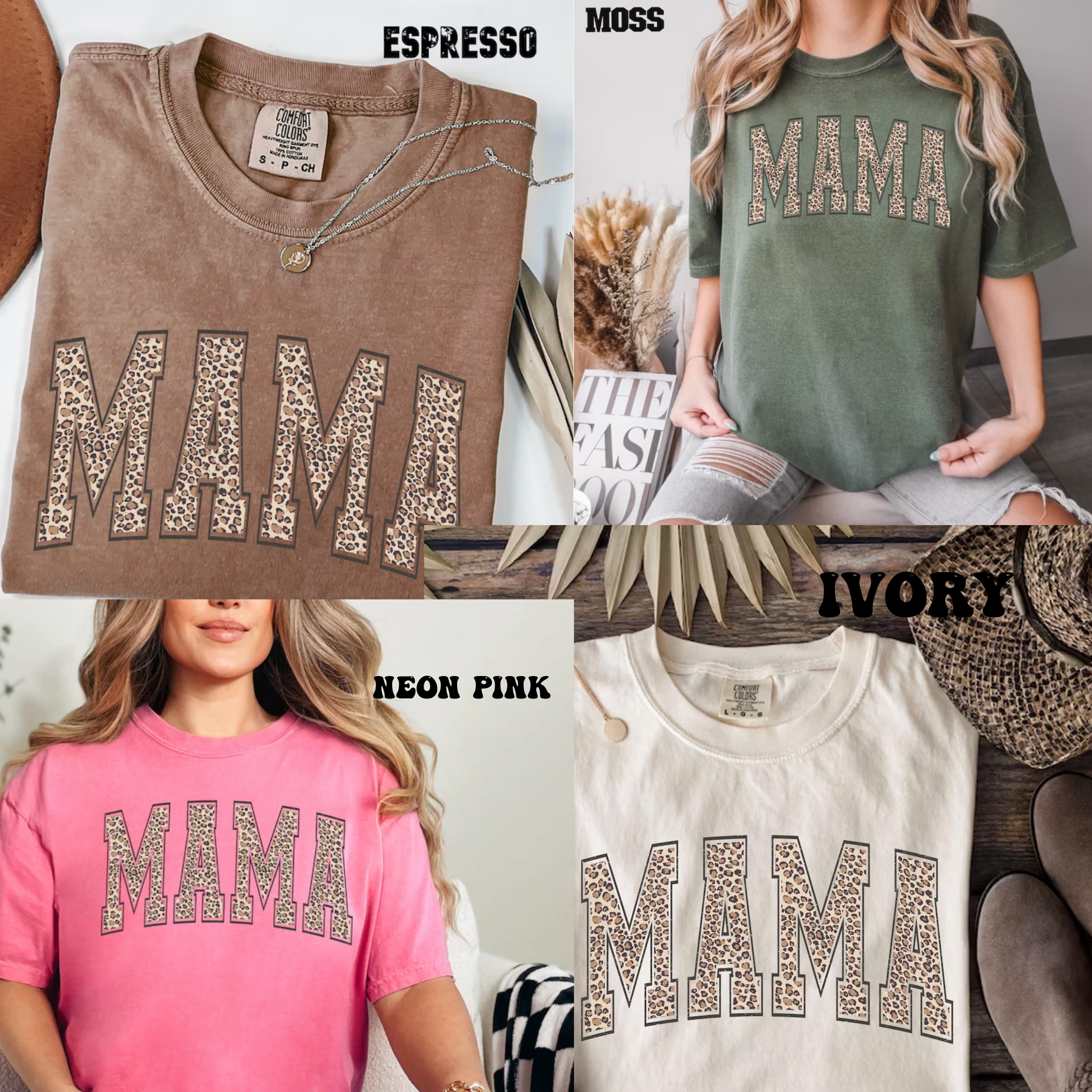 MAMA leopard Comfort Color T-shirt