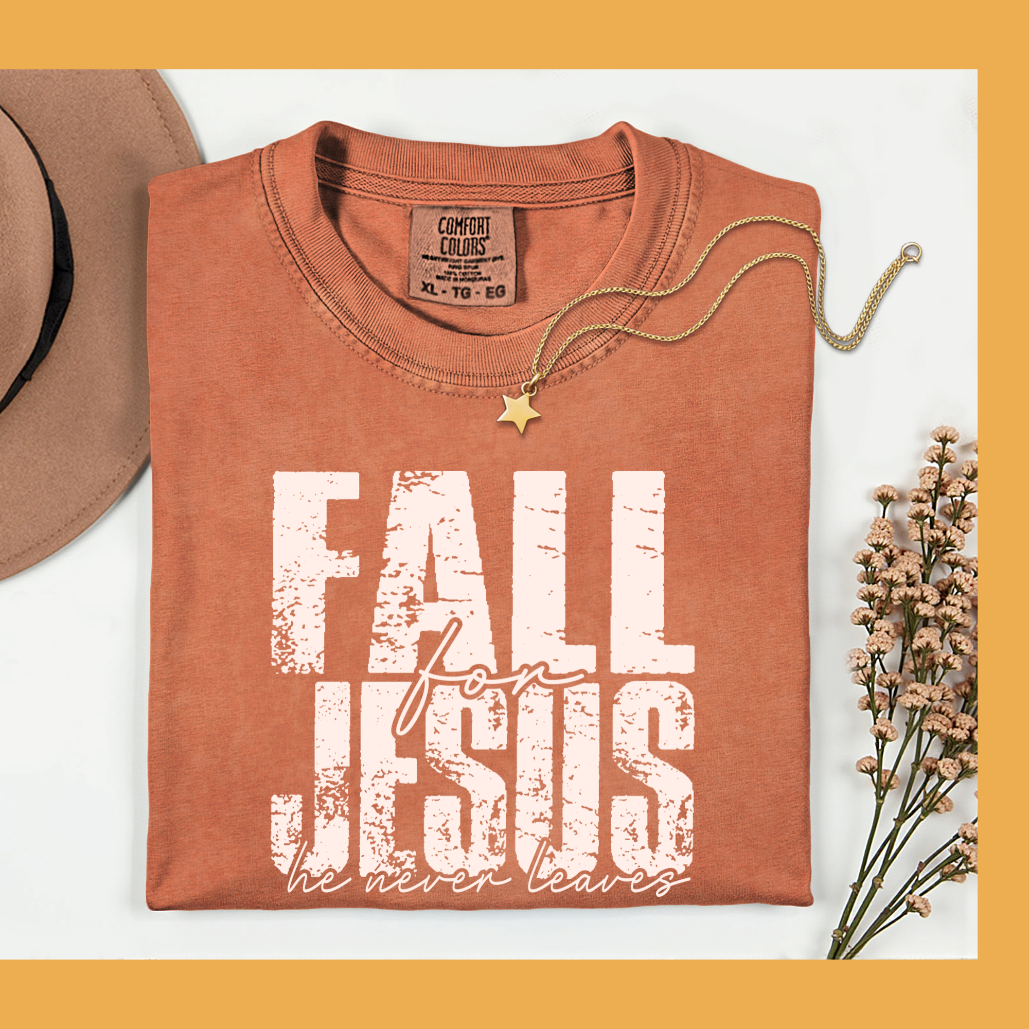 Fall for Jesus He Never leaves Comfort Color T-shirt