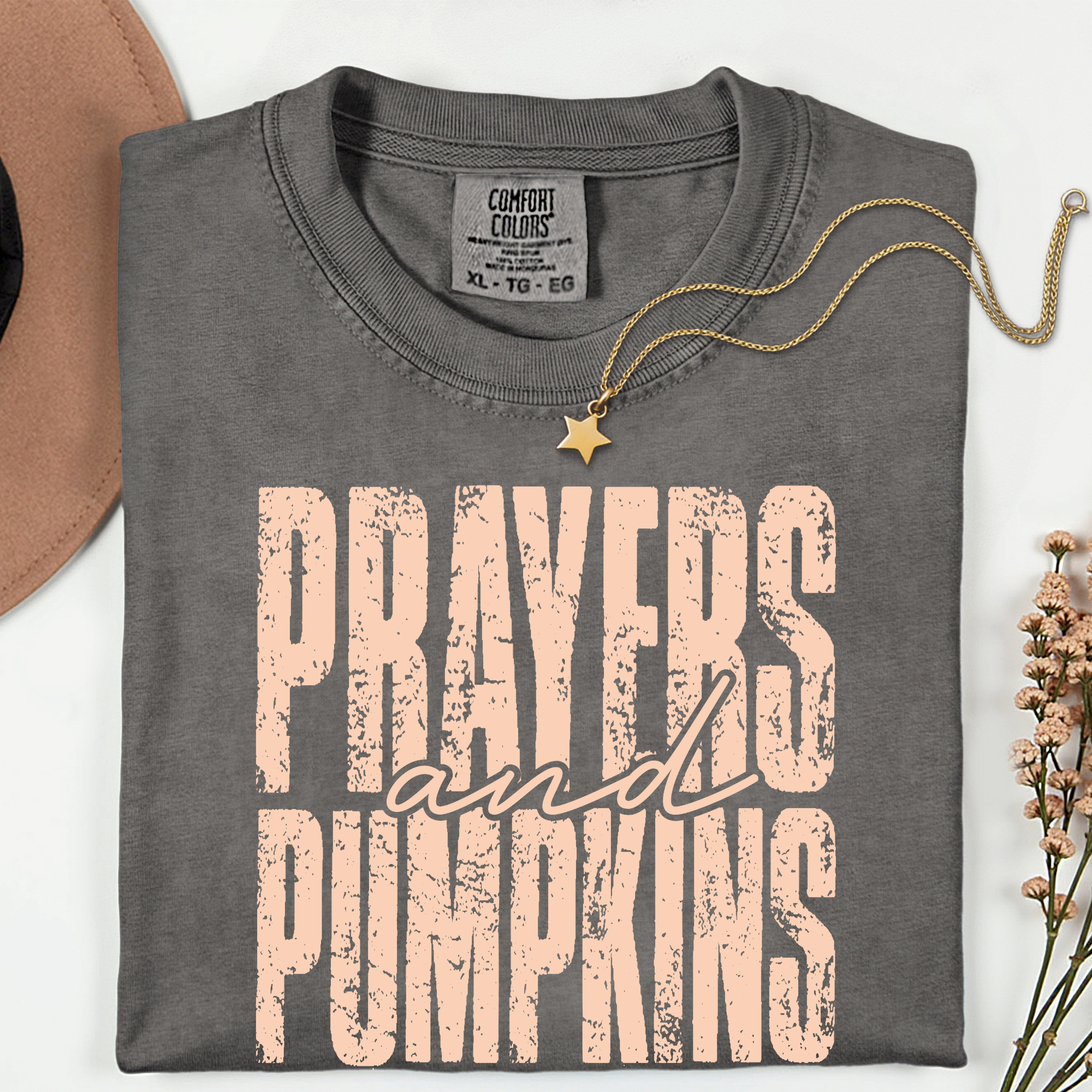 Prayers and Pumpkins Comfort color t-shirt