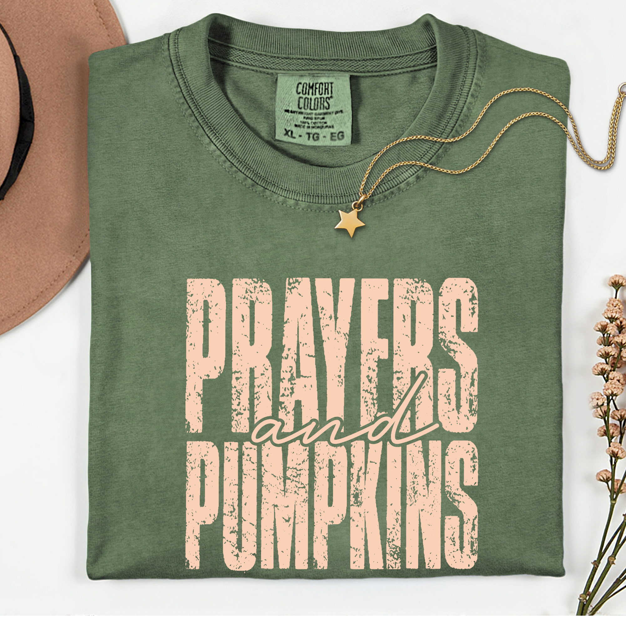 Prayers and Pumpkins Comfort color t-shirt