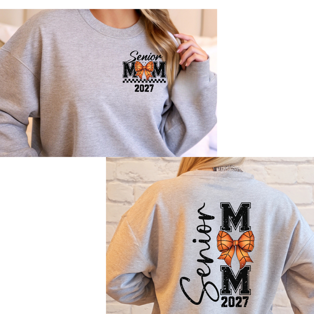 Senior Basketball MOM 2027 Gildan Sport Gray Crewneck