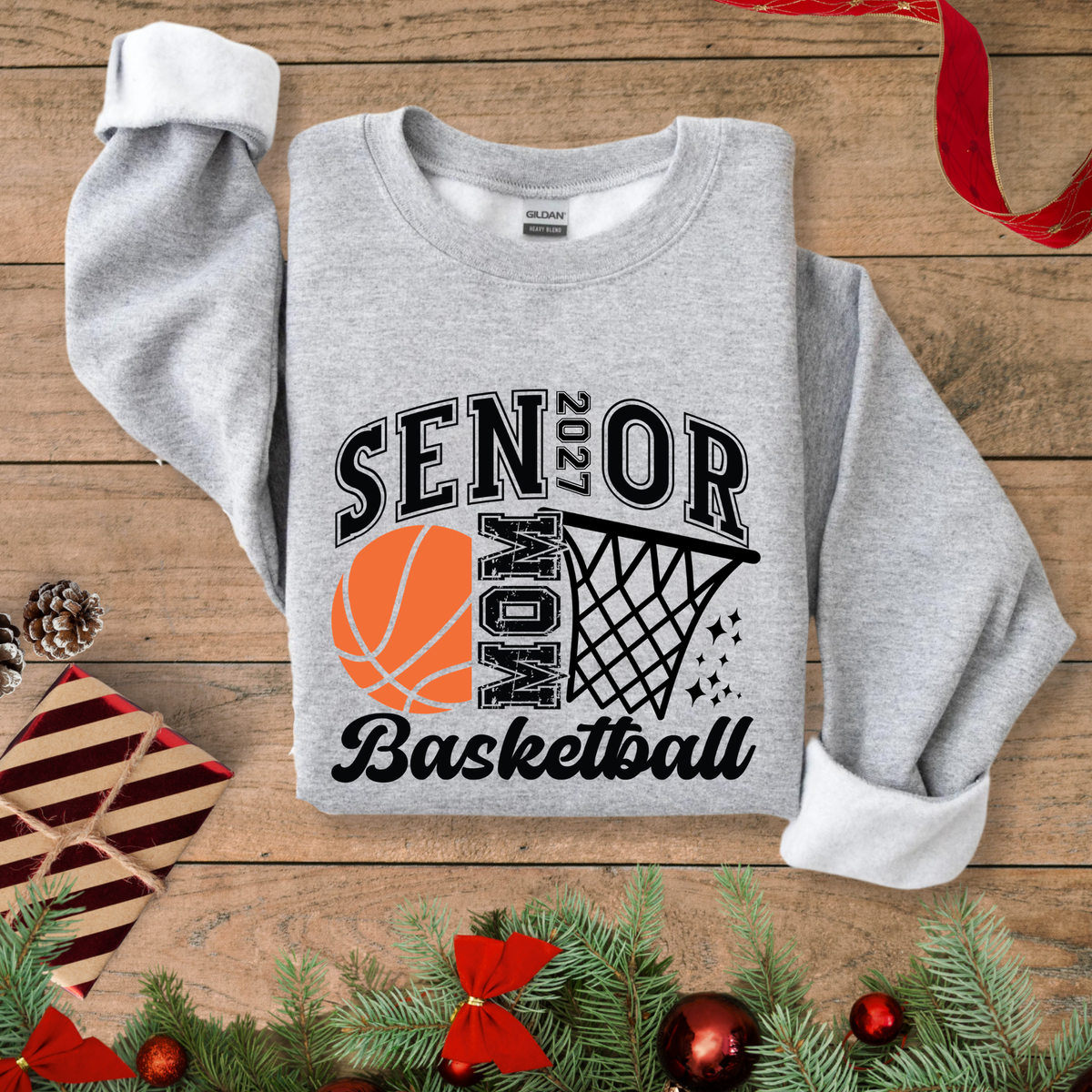 Senior Mom 2027 Gildan Sport Gray Crewneck