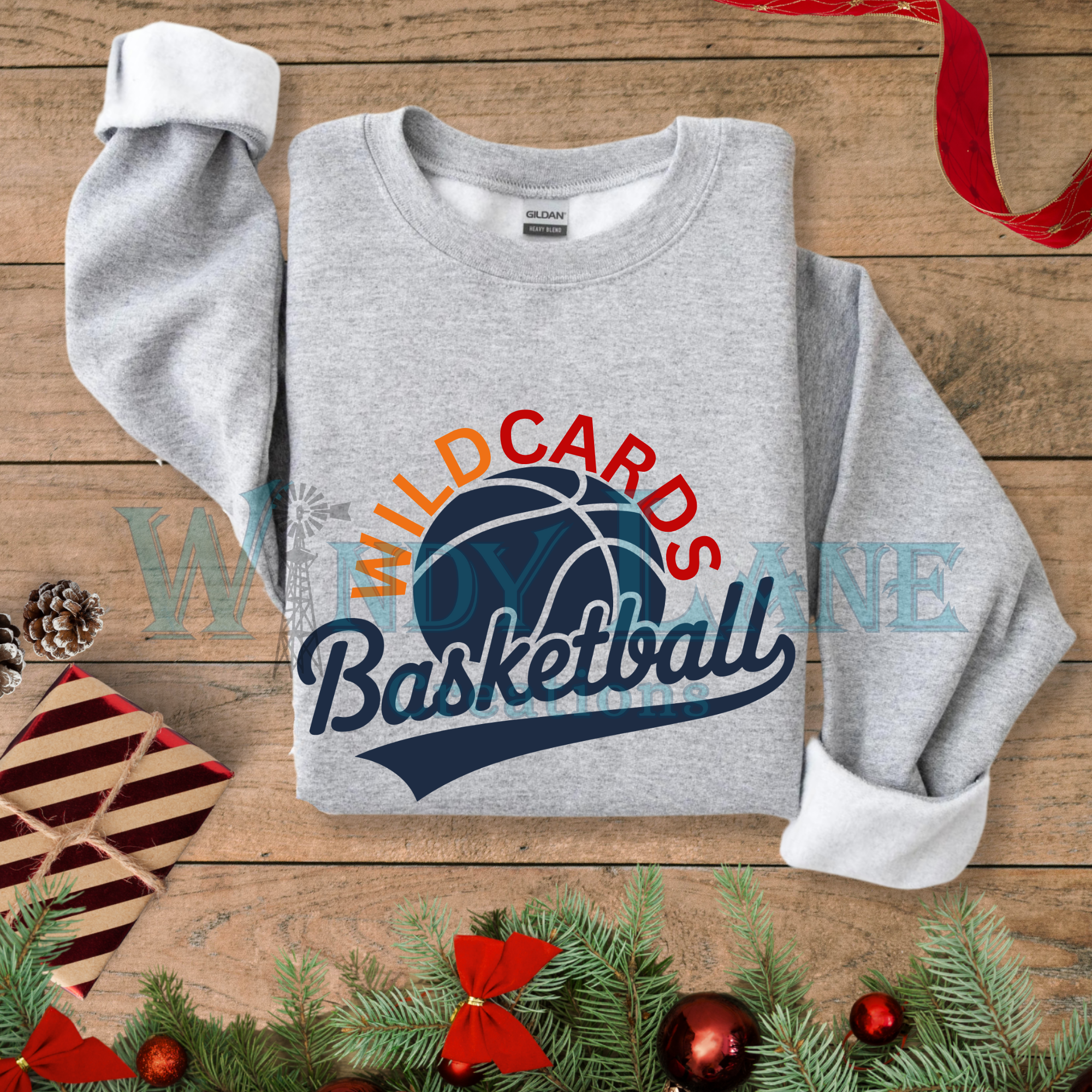 Wildcards basketball with tail on Gildan Sport Gray