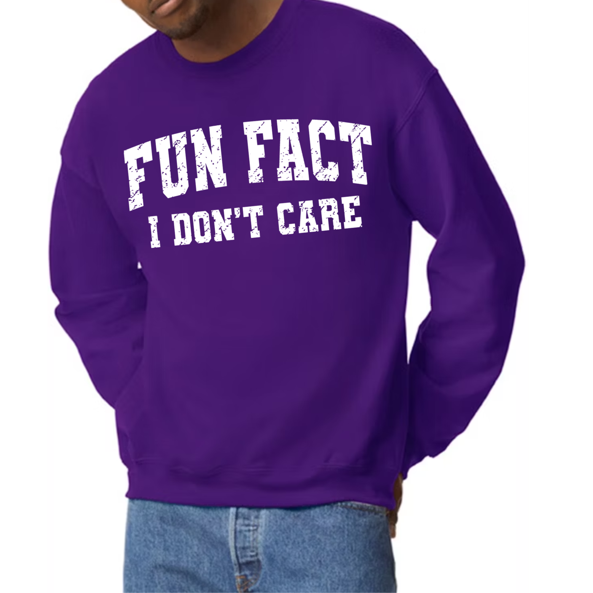 Fun Fact I don't Care Purple Crewneck